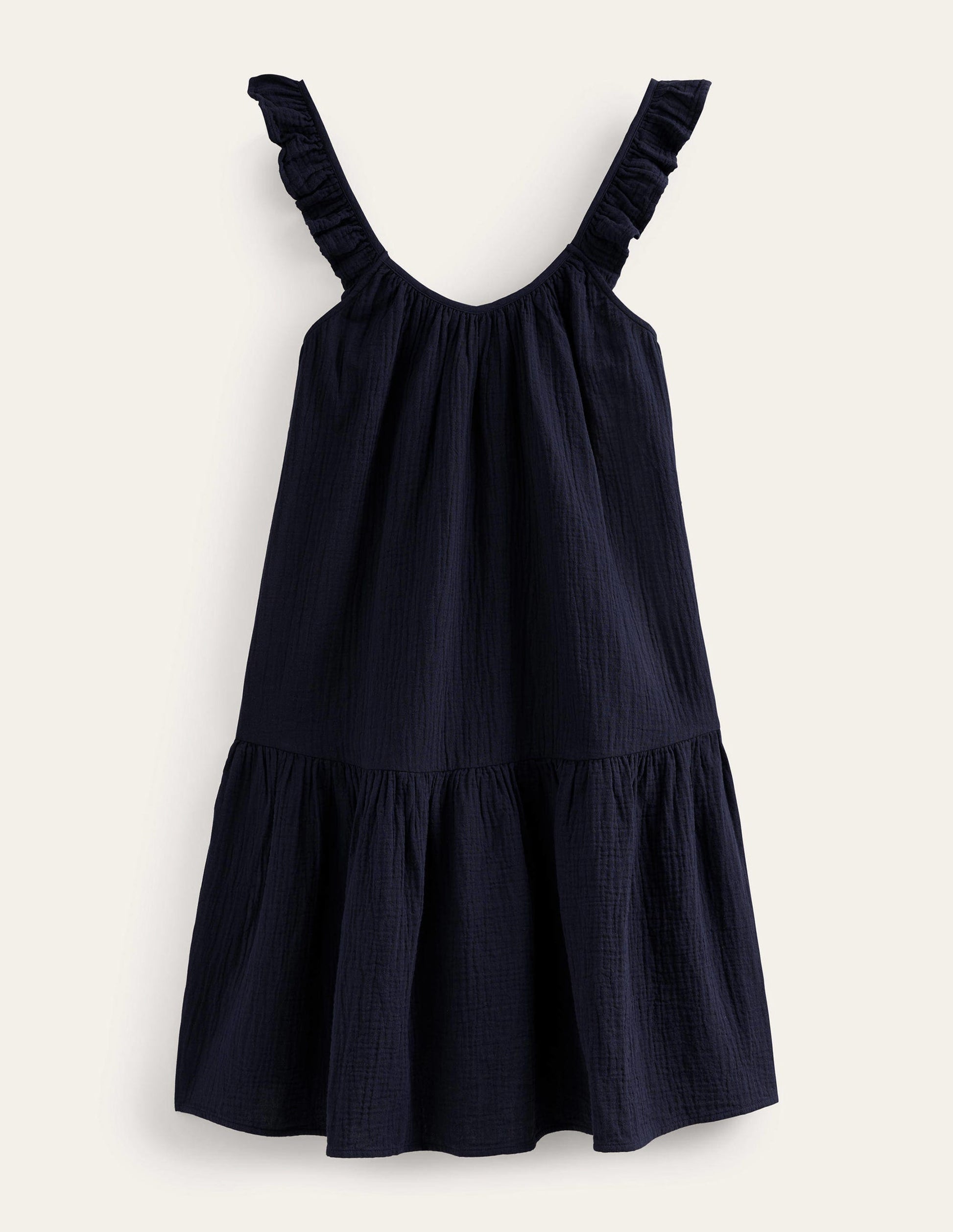 Strappy Cheesecloth Dress-Navy-6