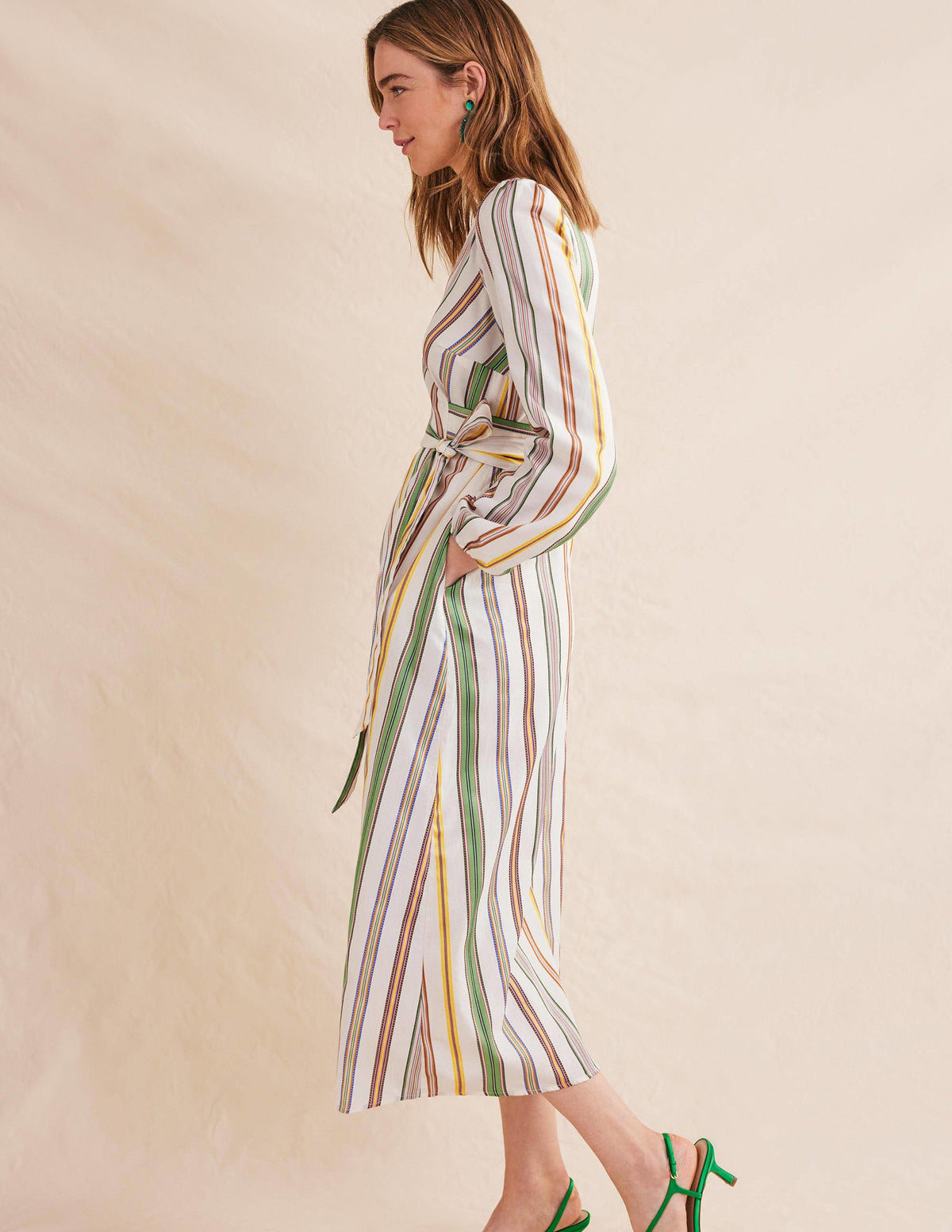 Stripe Maxi Wrap Dress-Multi, Stripe - Image 3