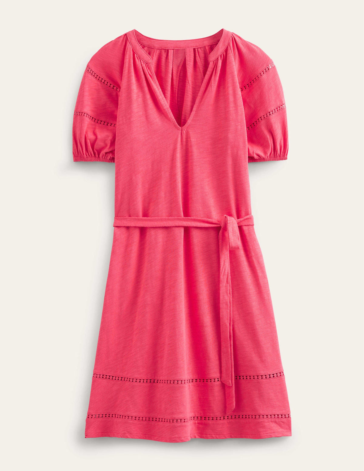 Trim Detail Jersey Dress-Pop Peony-5