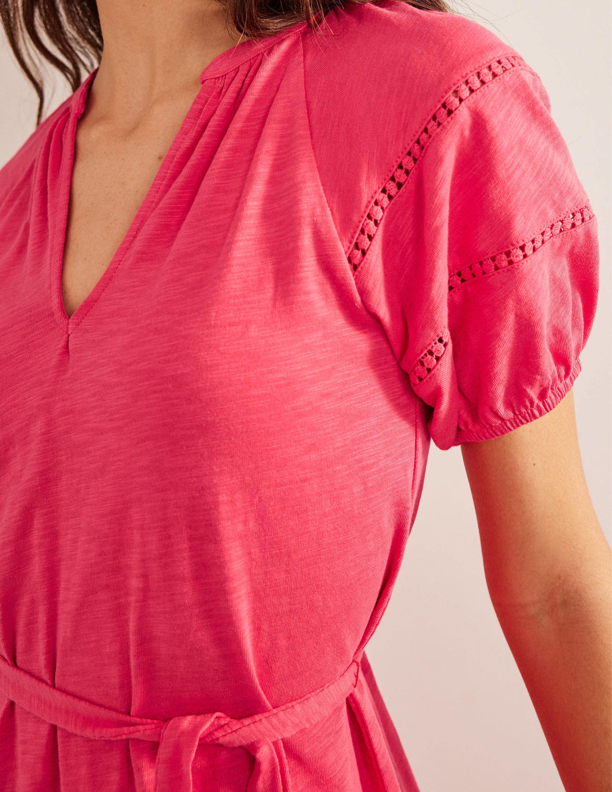 Trim Detail Jersey Dress-Pop Peony - Image 2