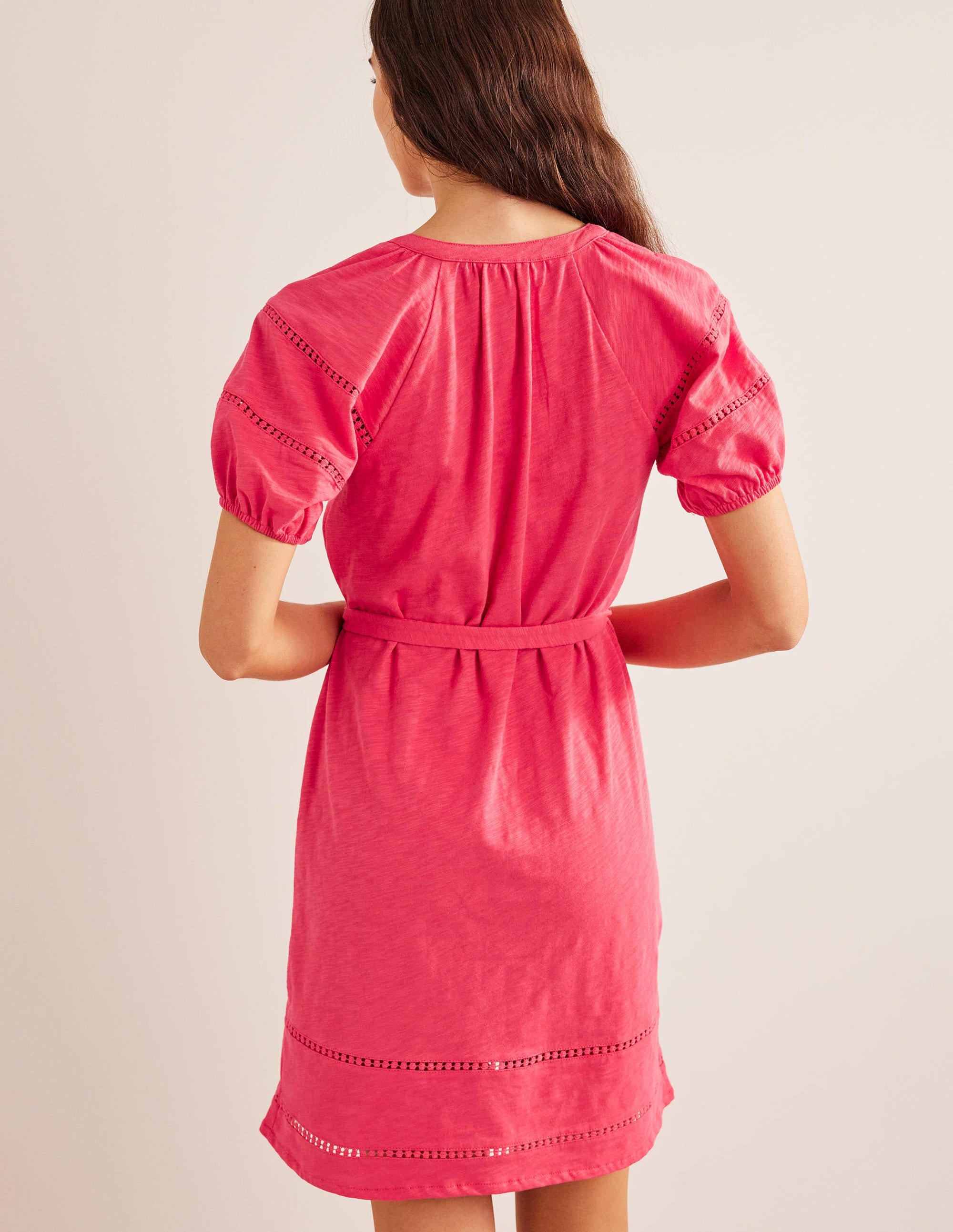 Trim Detail Jersey Dress-Pop Peony - Image 3
