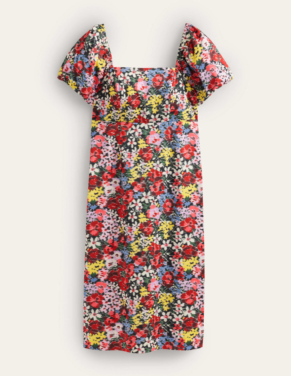 Puff Sleeve Column Midi Dress-Multi, Moire Bloom - Image 5