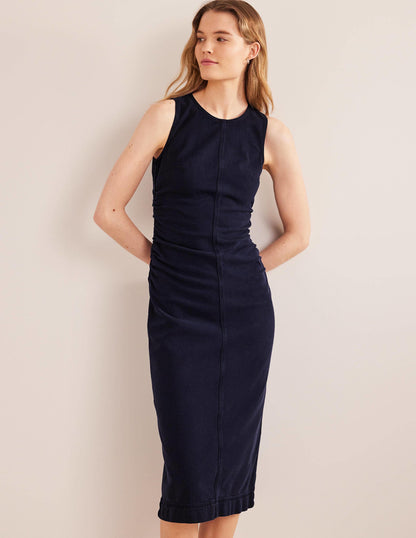 Side Ruched Column Midi Dress-Mid Vintage-1