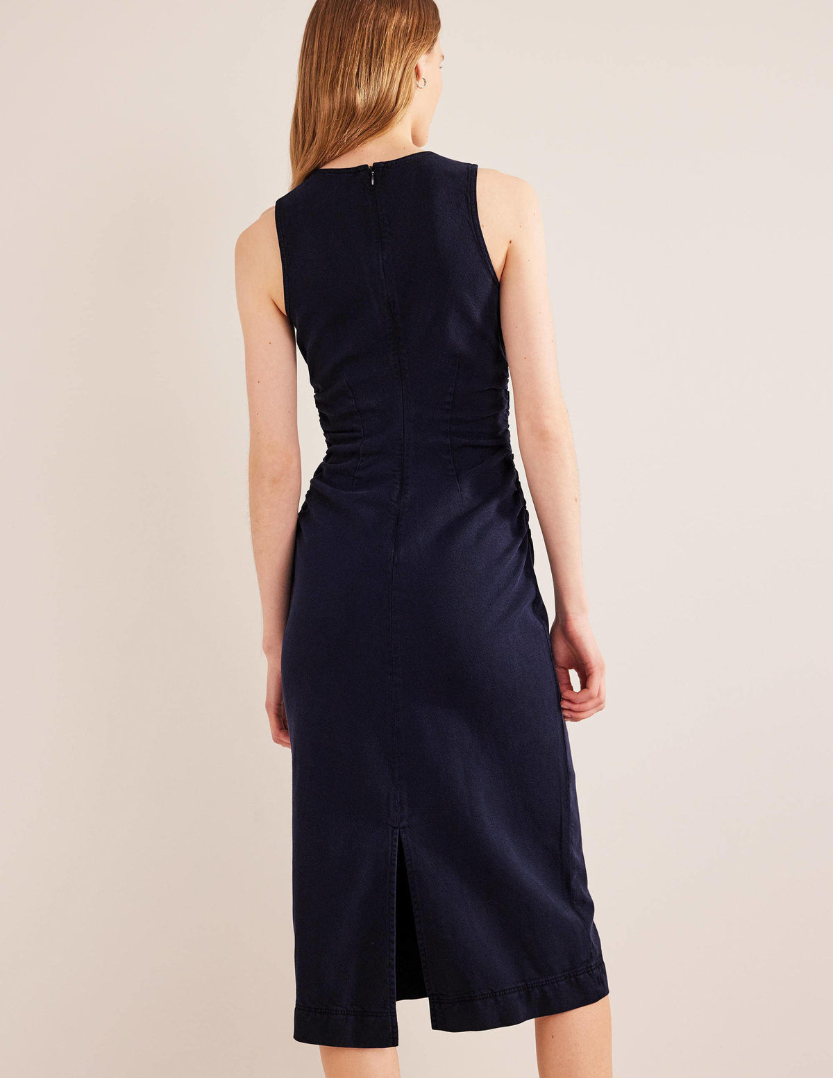 Side Ruched Column Midi Dress-Mid Vintage - Image 3