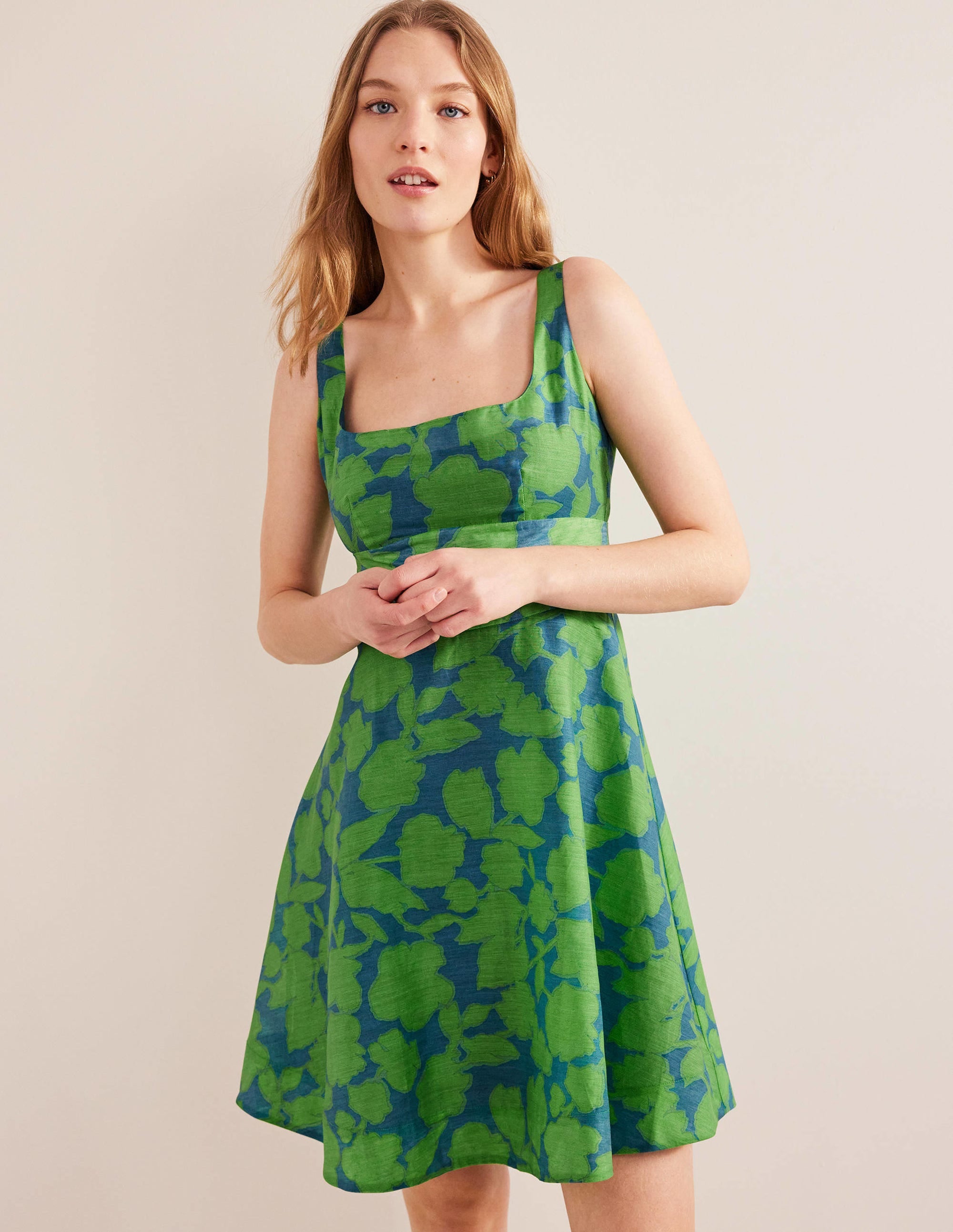 Organza Mini Dress-Jasmine Green, Windsor Bloom - Image 1
