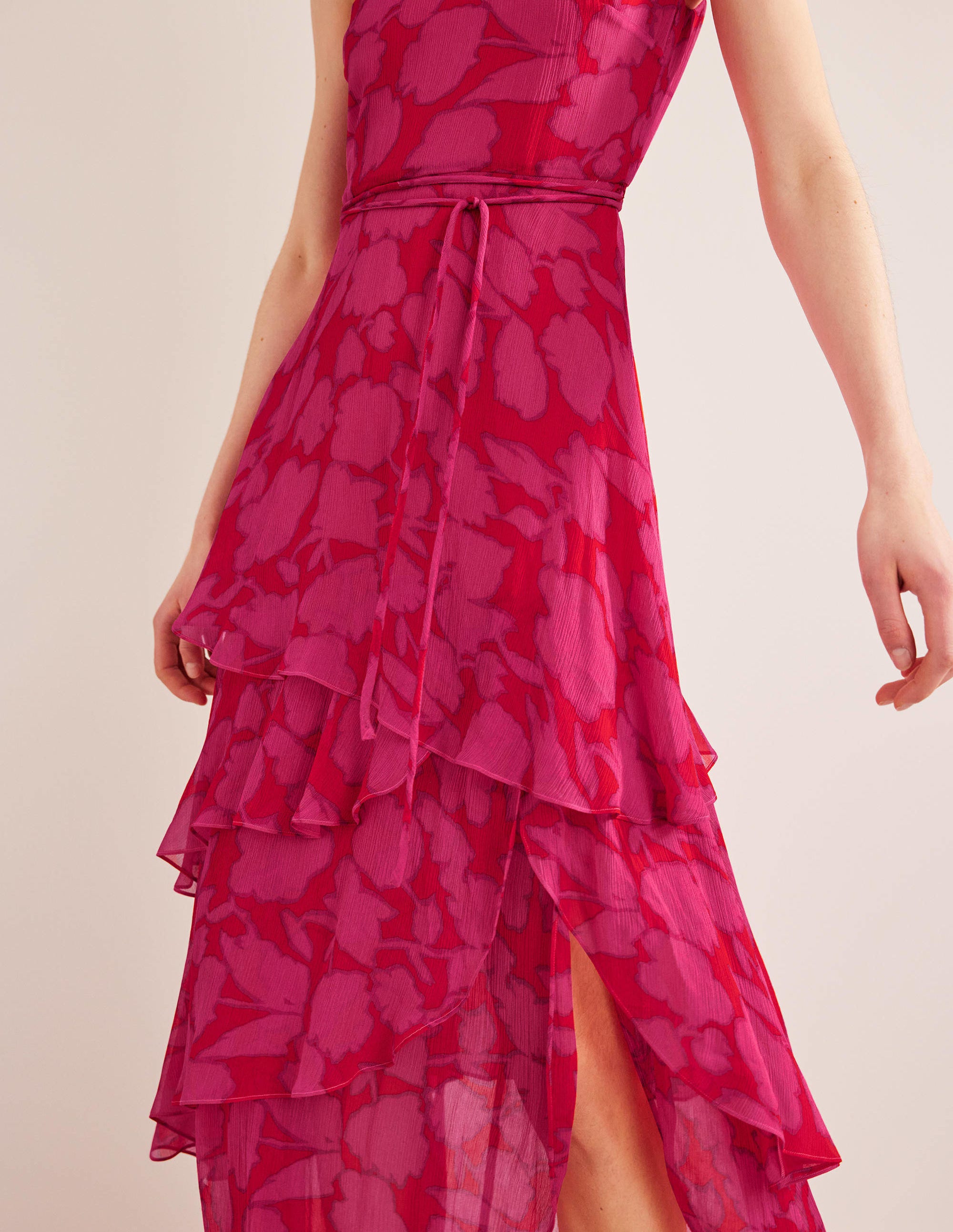 Sleeveless Tiered Maxi Dress-Shocking Pink, Windsor Bloom - Image 2