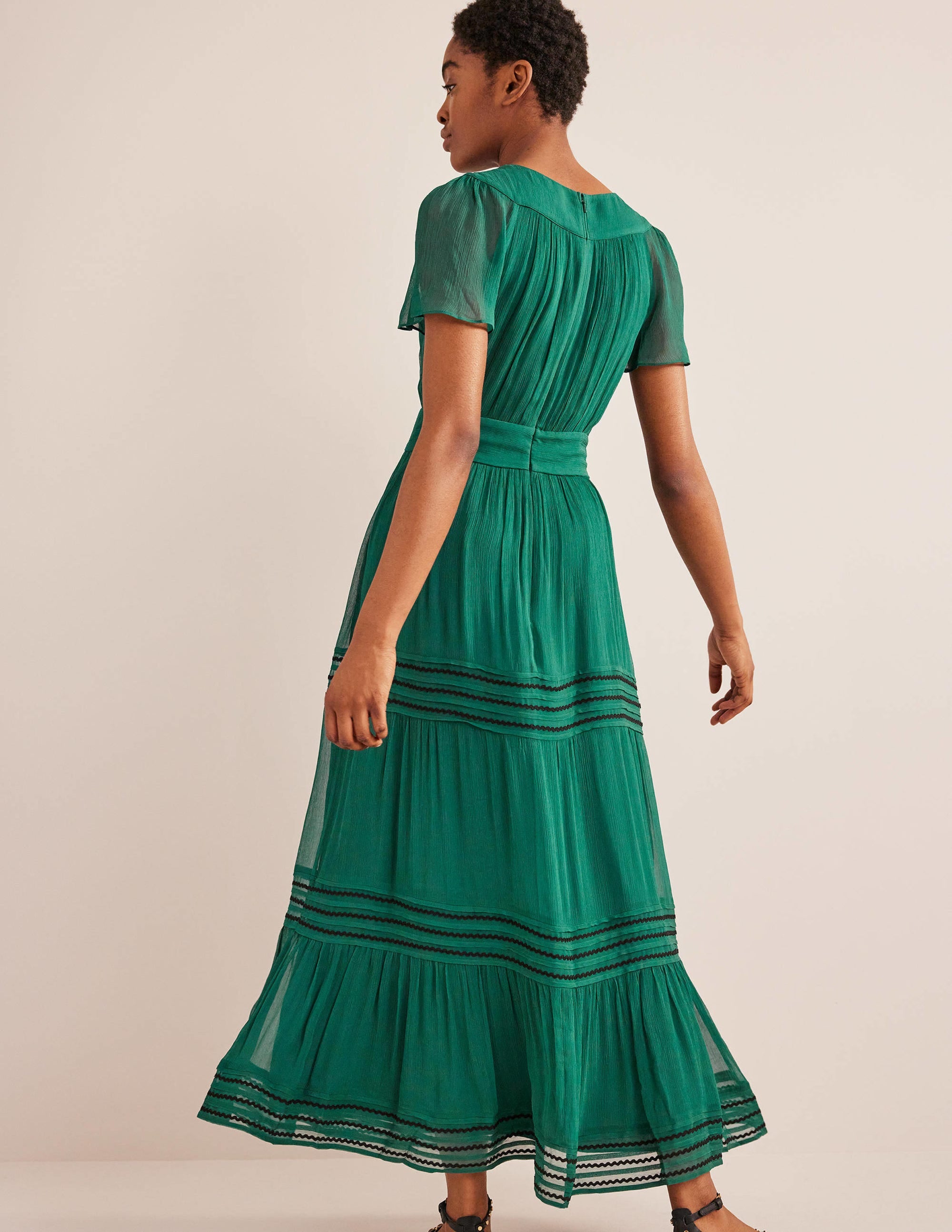 Trim Detail Maxi Dress-Deep Forest - Image 3