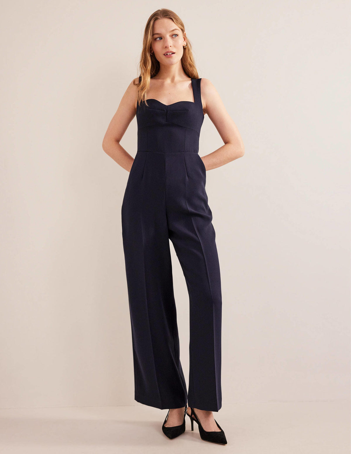 Sweetheart Wideleg Jumpsuit-Navy-1