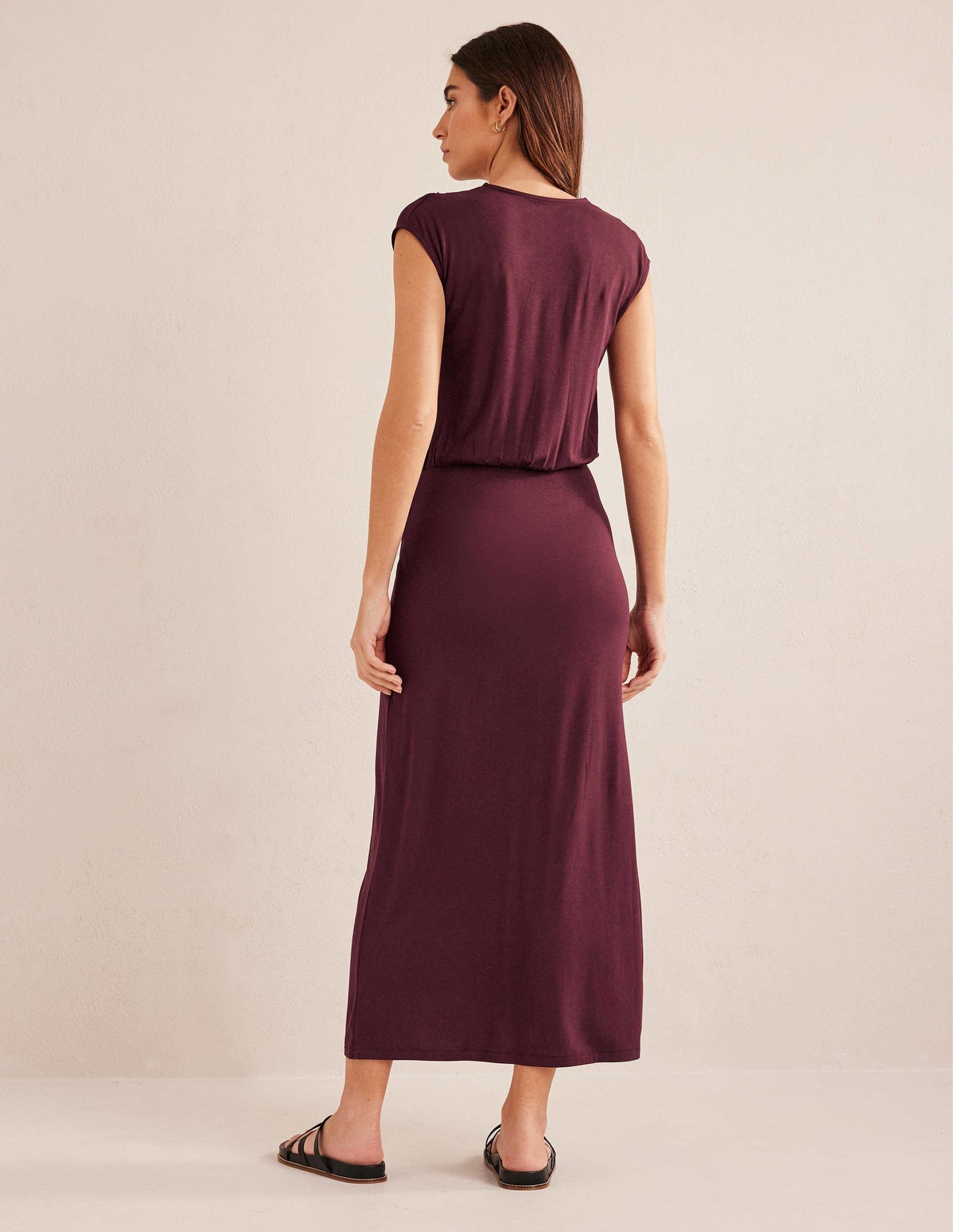 Column Jersey Maxi Dress-Dark Burgundy