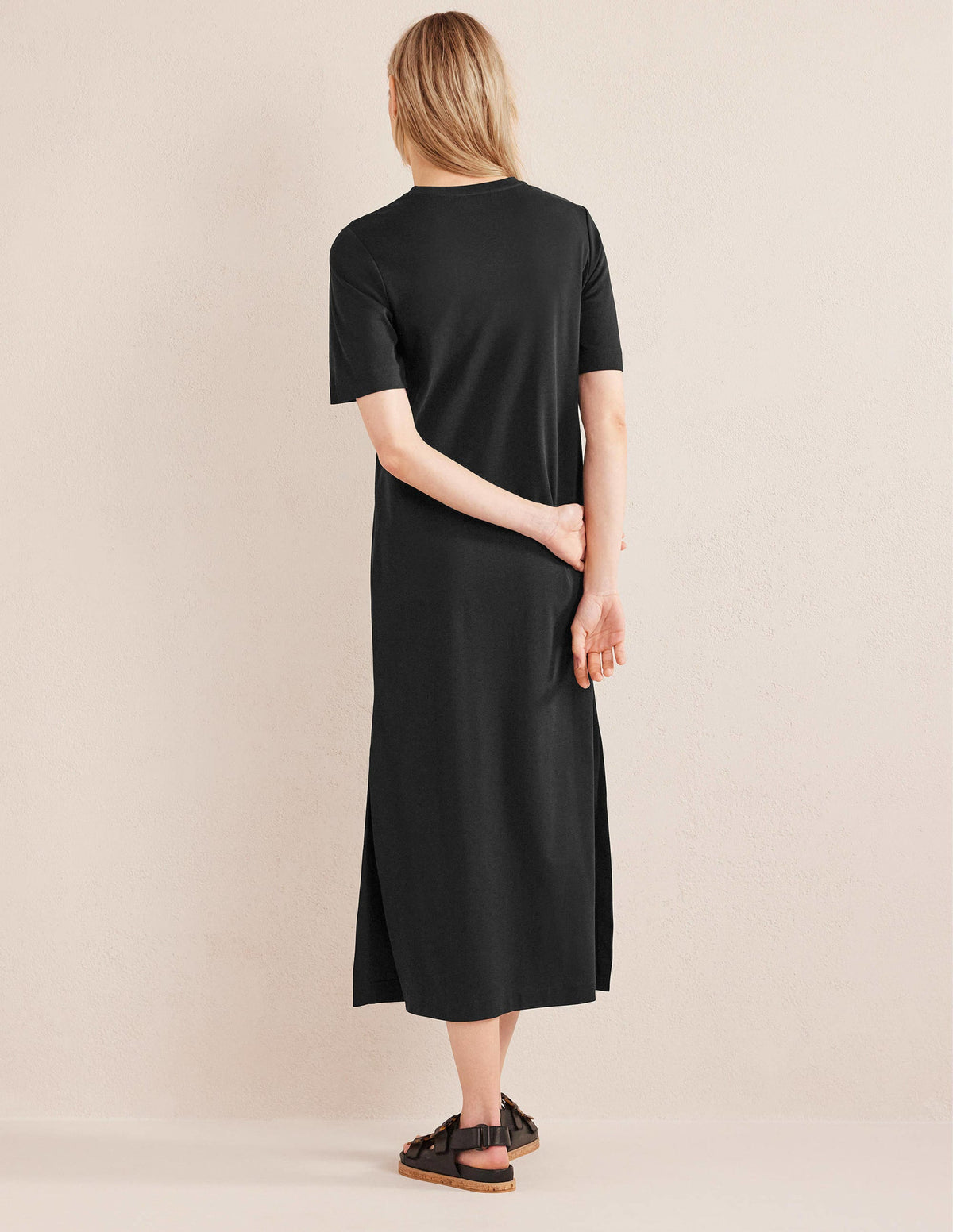 Jersey Midi T-Shirt Dress-Black-3