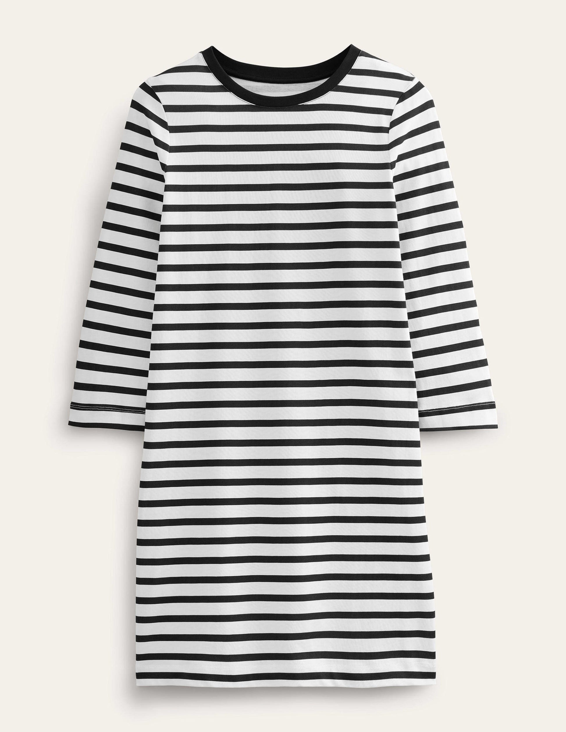 Jersey Mini T-Shirt Dress-Ivory and Black Stripe-5
