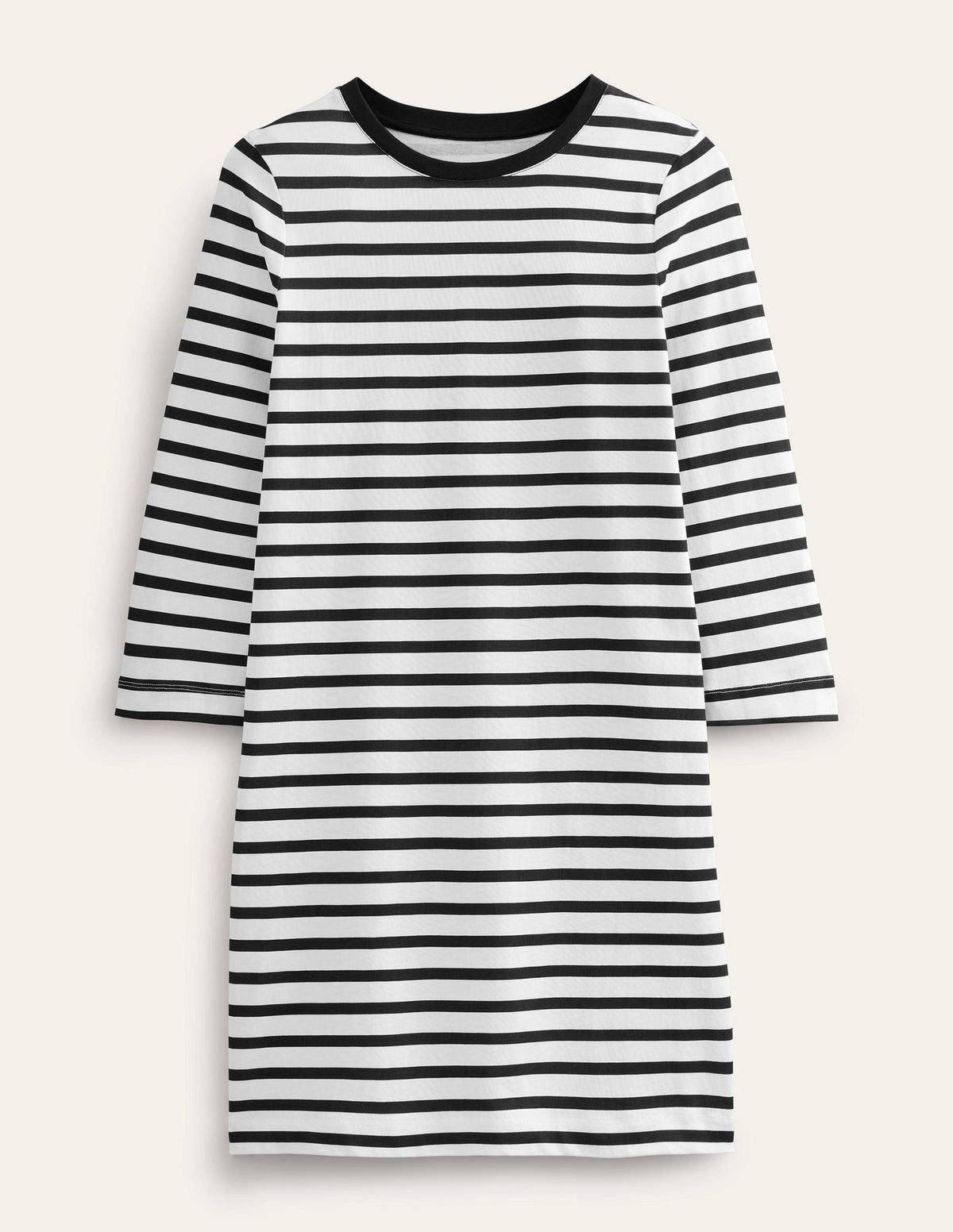 Jersey Mini T-Shirt Dress-Ivory and Black Stripe - Image 5