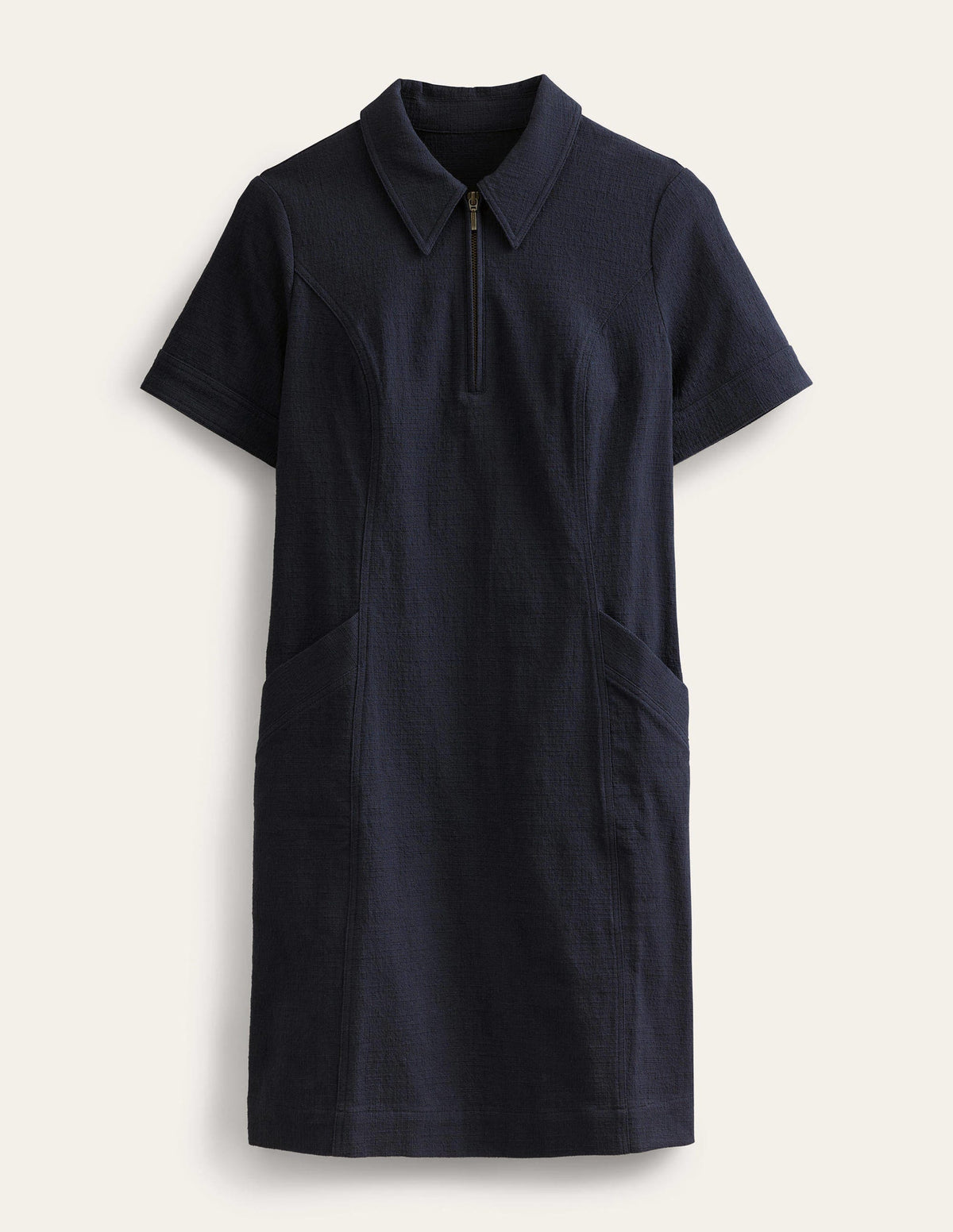 Zip Detail Mini Shift Dress-Navy-6