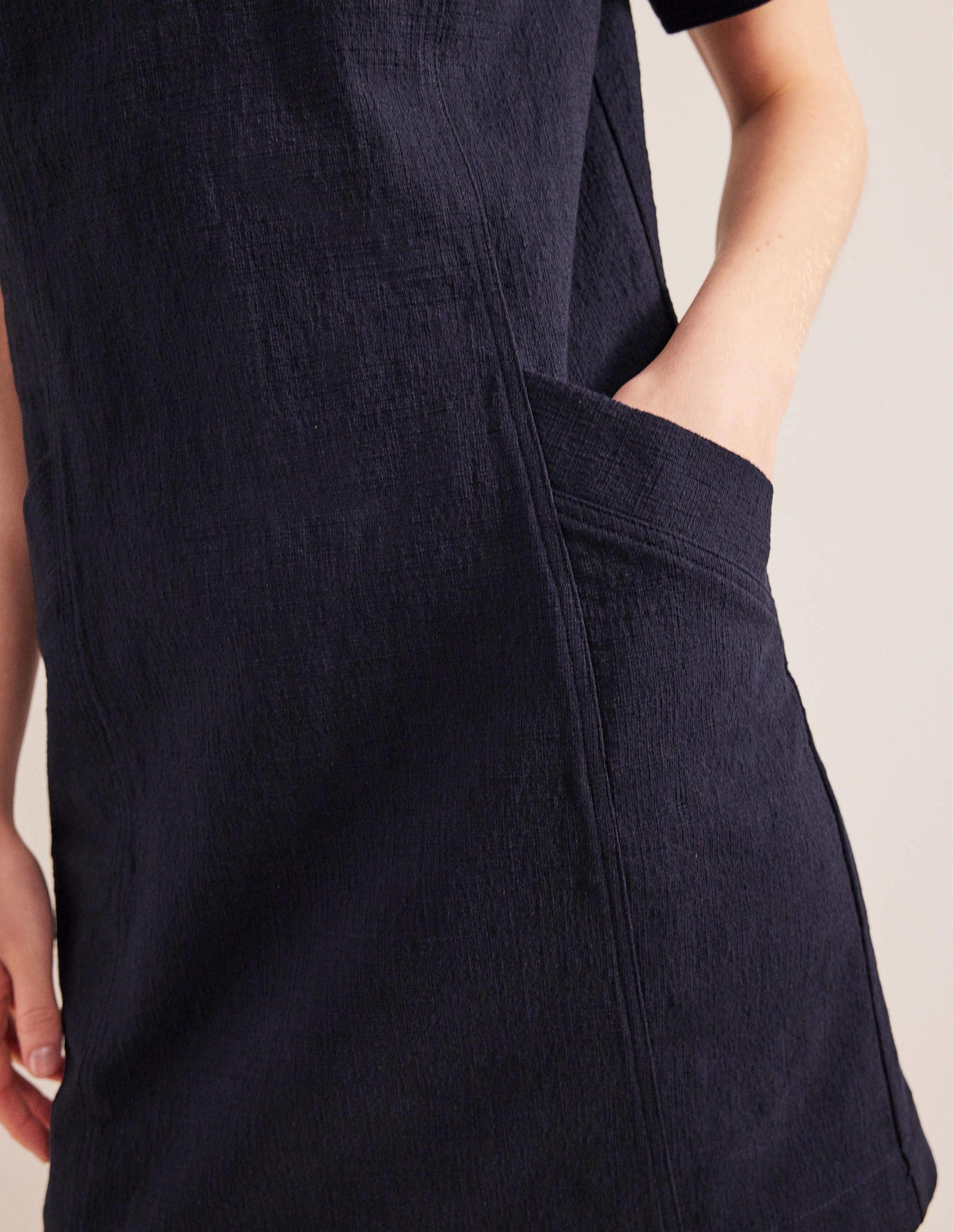 Zip Detail Mini Shift Dress-Navy-5