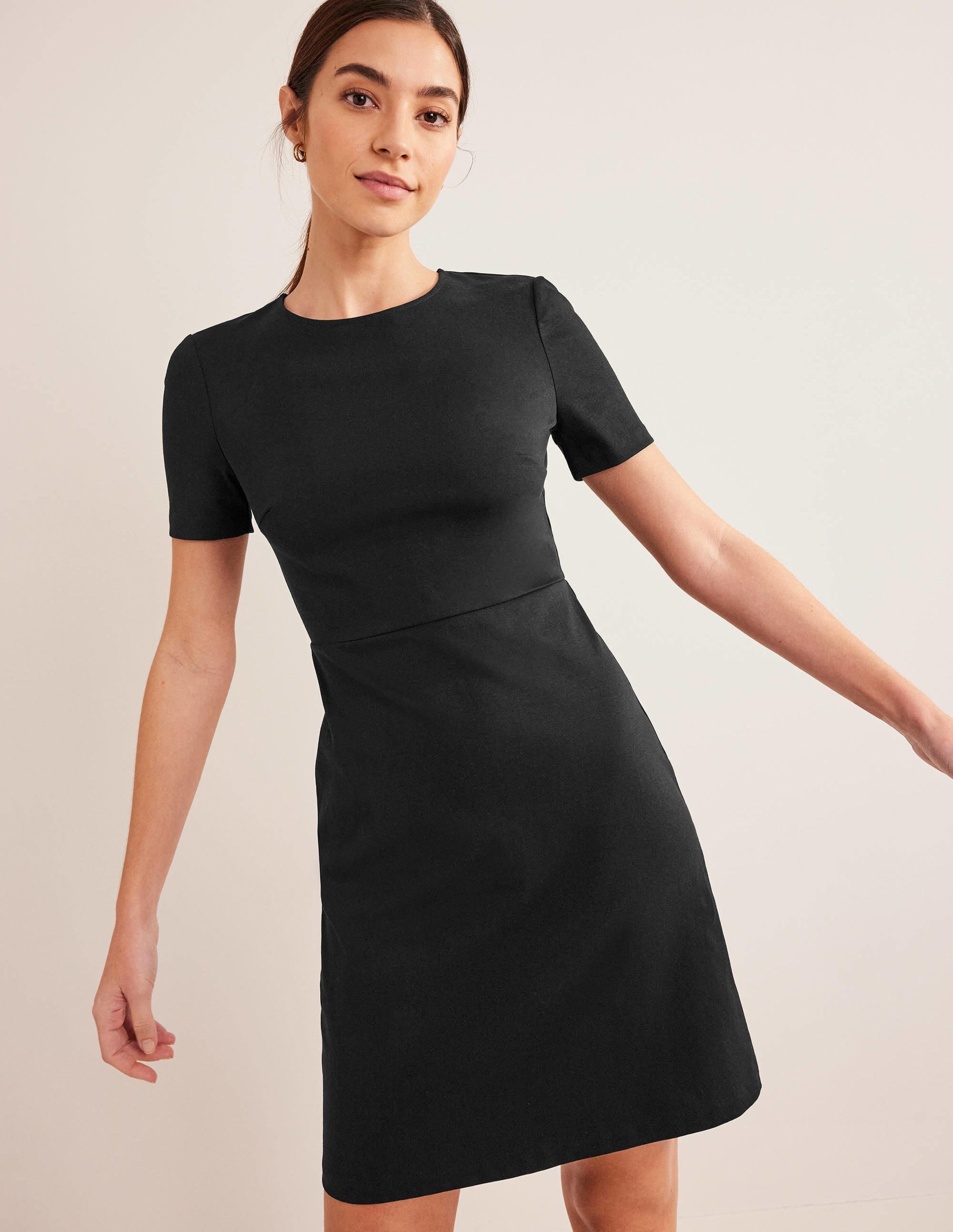Jersey Mini Shift Dress-Black - Image 1
