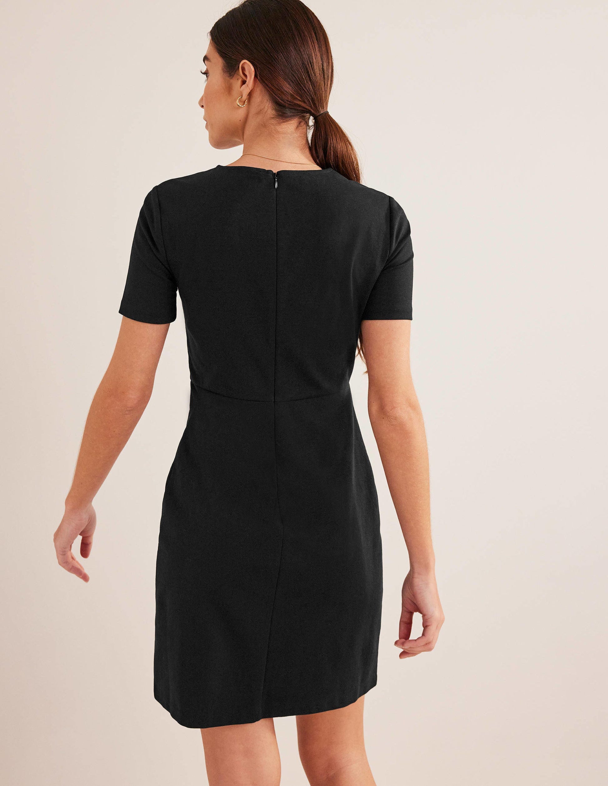 Jersey Mini Shift Dress-Black-3