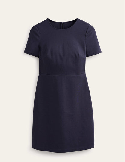 Jersey Mini Shift Dress-Navy-5