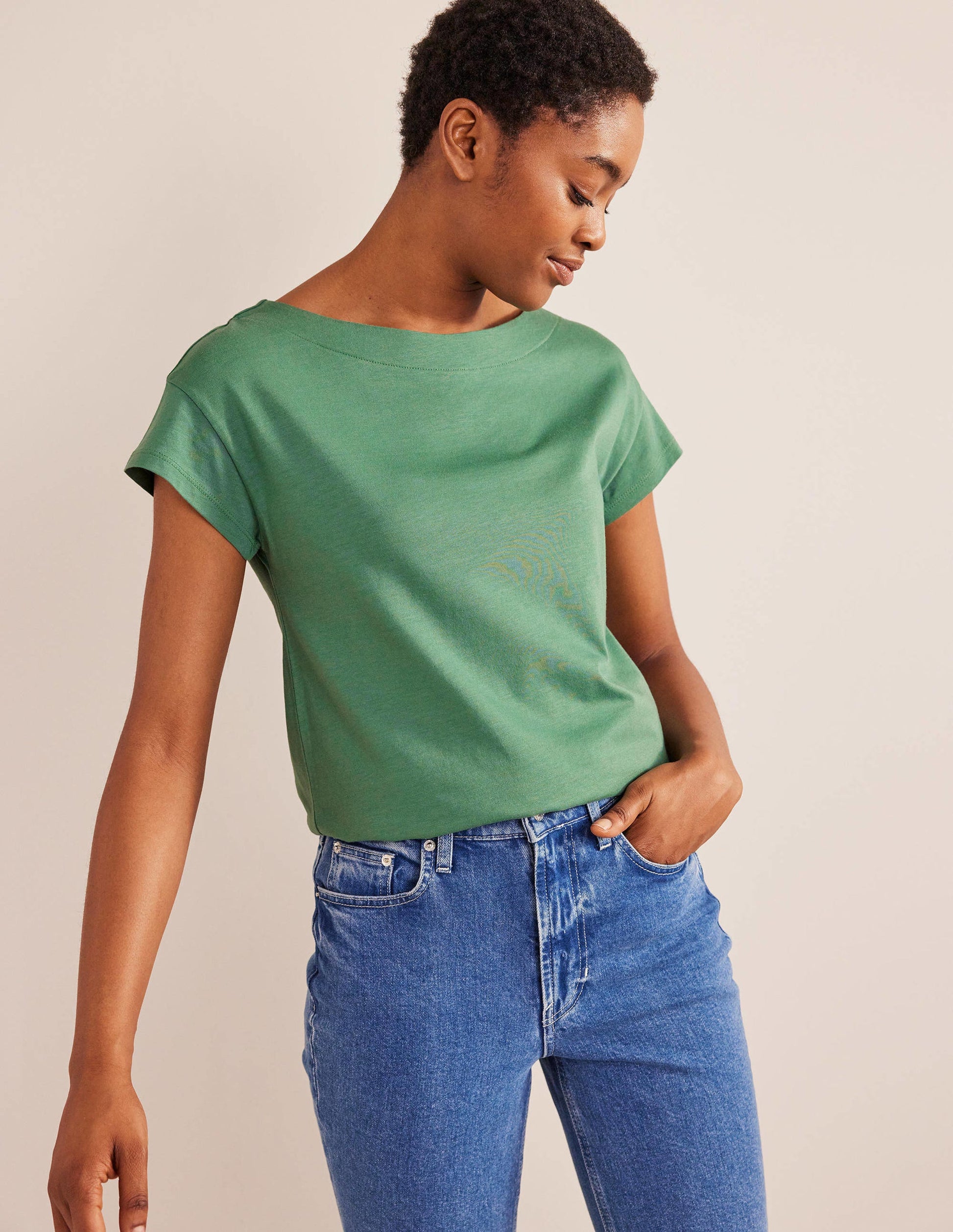 Supersoft Boat Neck T-Shirt-Broad Bean-4