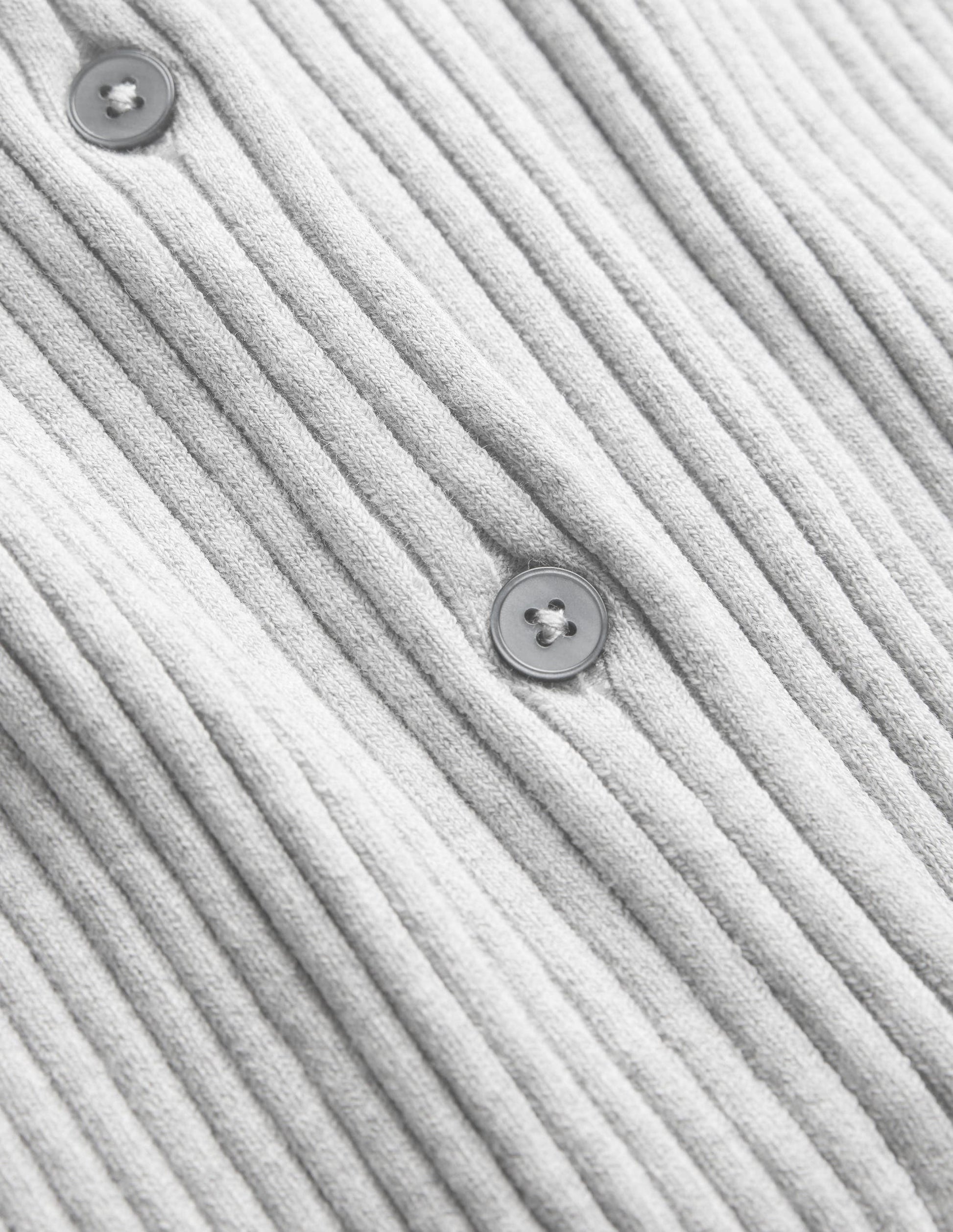 Ribbed Detail Cardigan-Pale Grey Melange-6