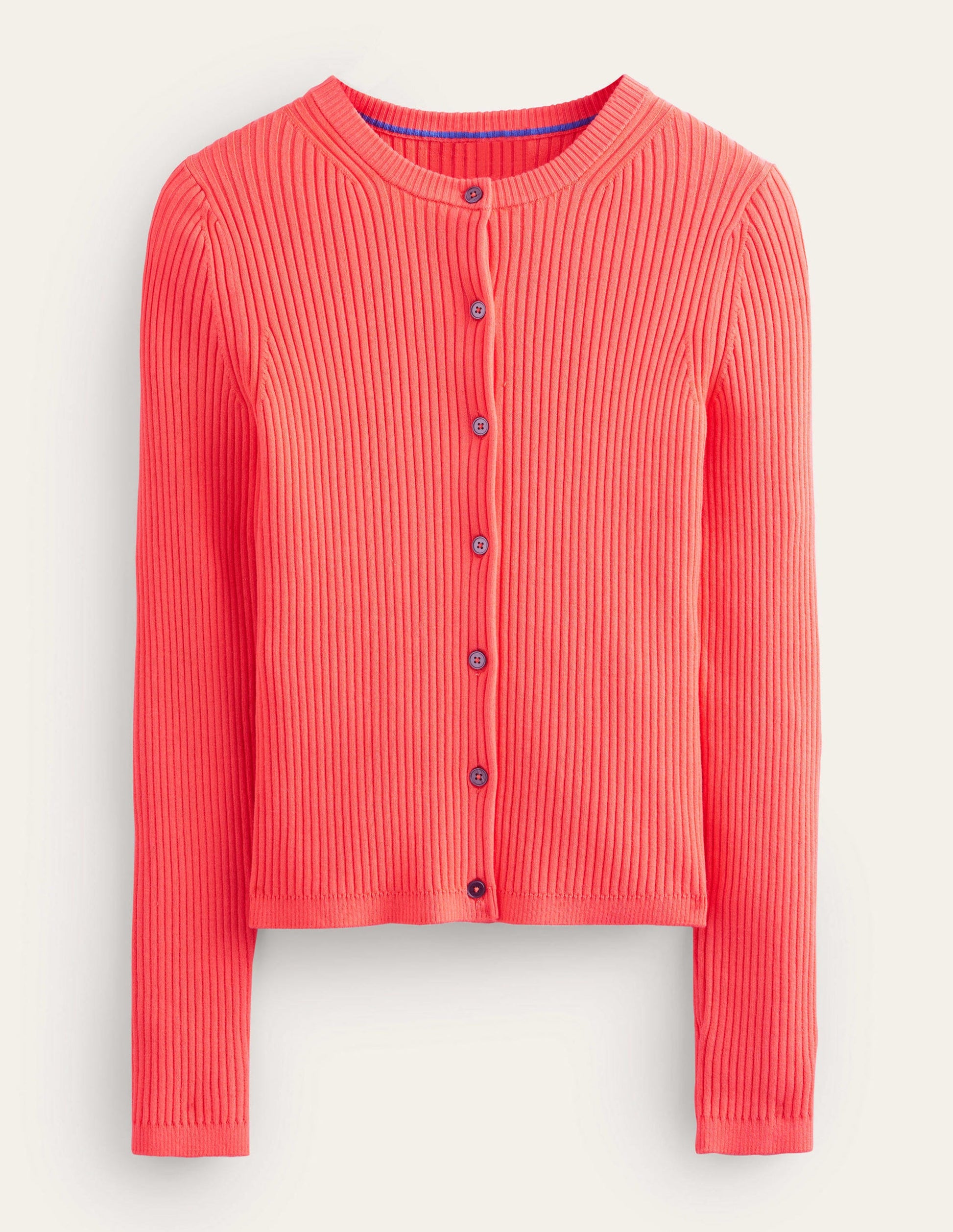 Ribbed Detail Cardigan-Watermelon Punch-5
