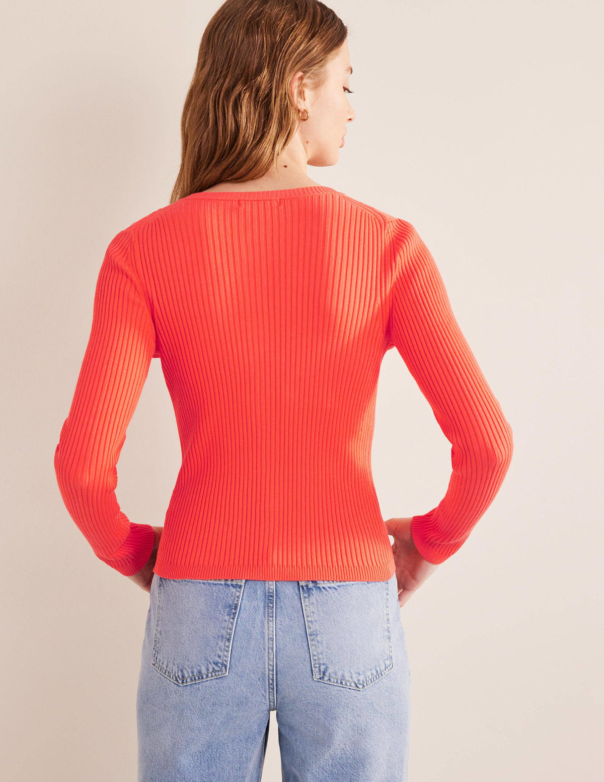 Ribbed Detail Cardigan-Watermelon Punch - Image 3