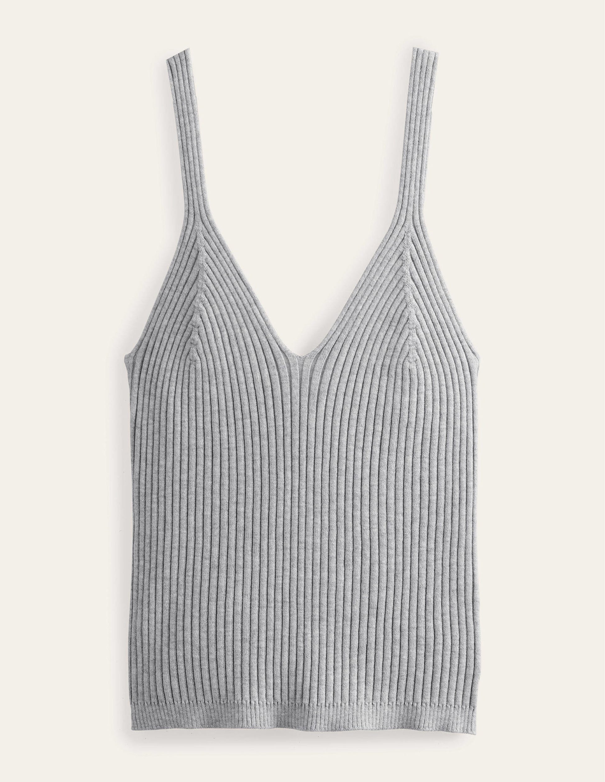 Ribbed Vest Top-Pale Grey Melange-4