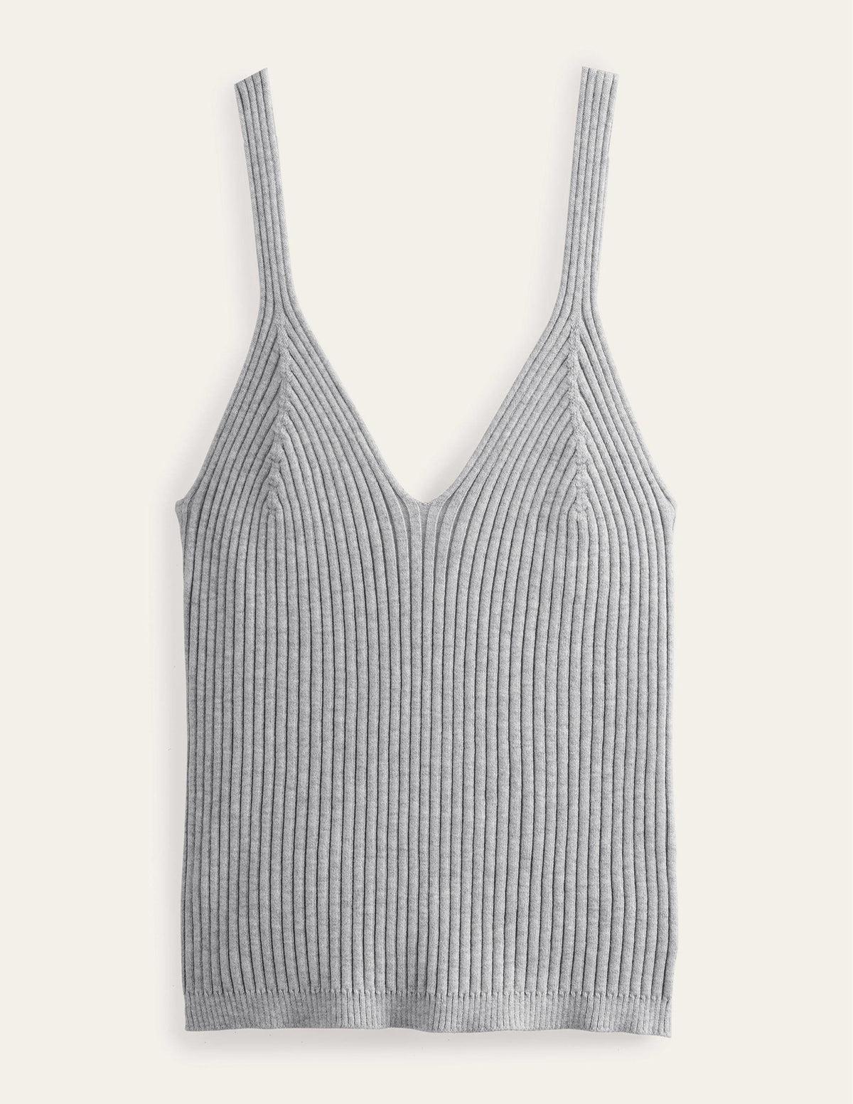 Ribbed Vest Top-Pale Grey Melange - Image 4