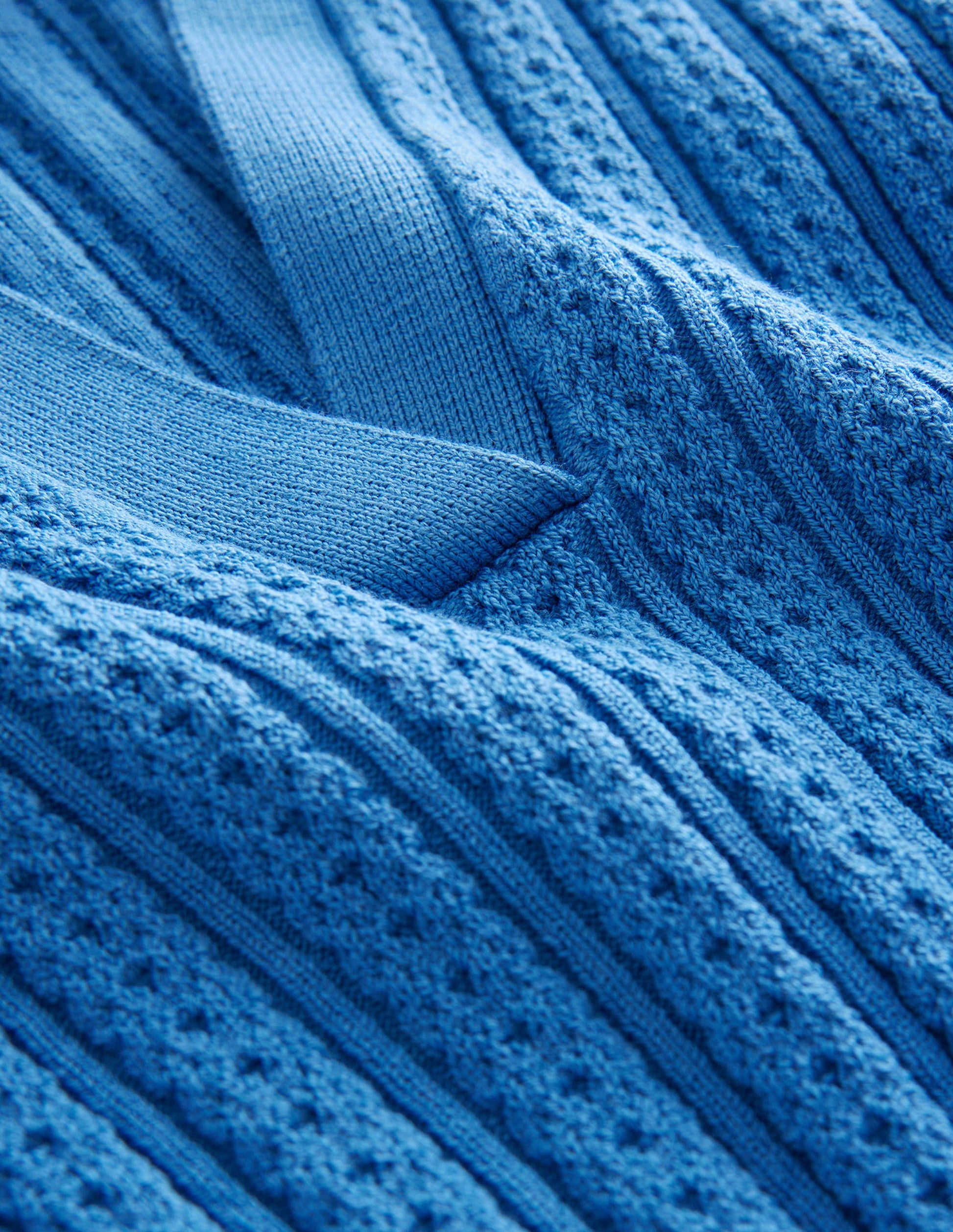 Ribbed Pointelle Collared Top-Porcelain Blue-6