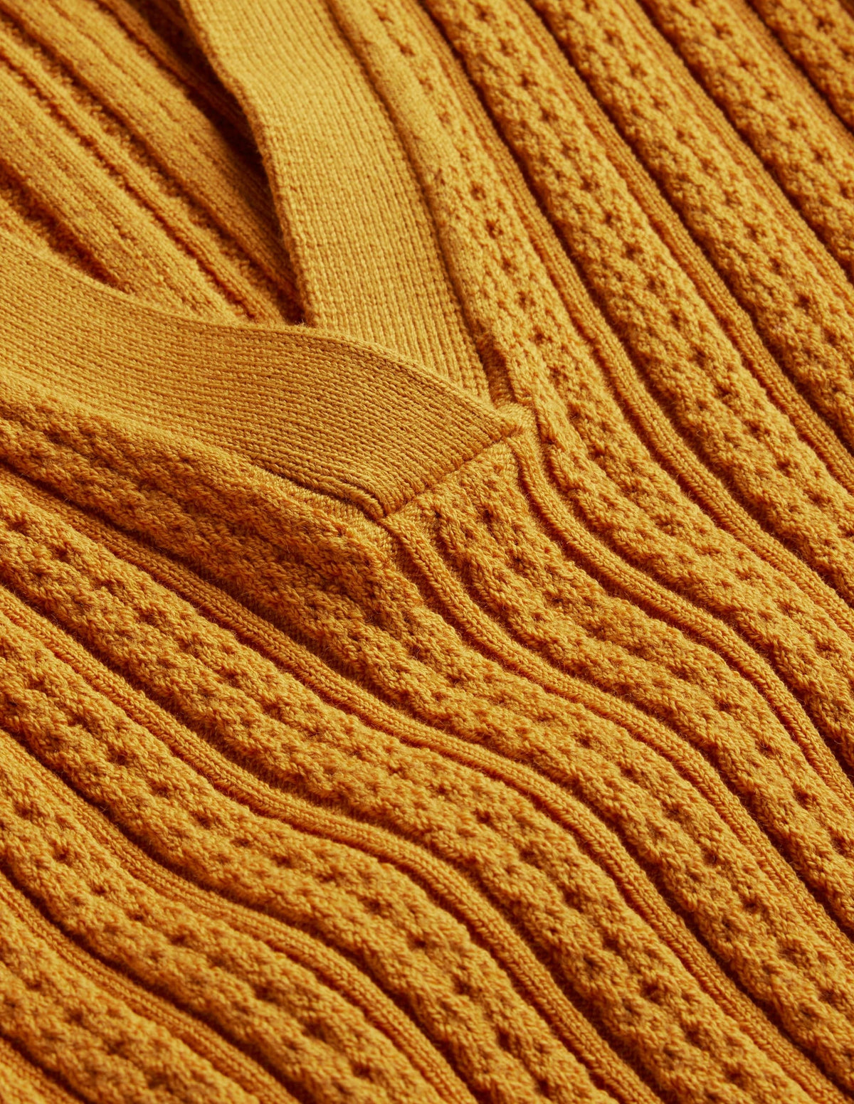 Ribbed Pointelle Collared Top-Harvest Gold - Image 2
