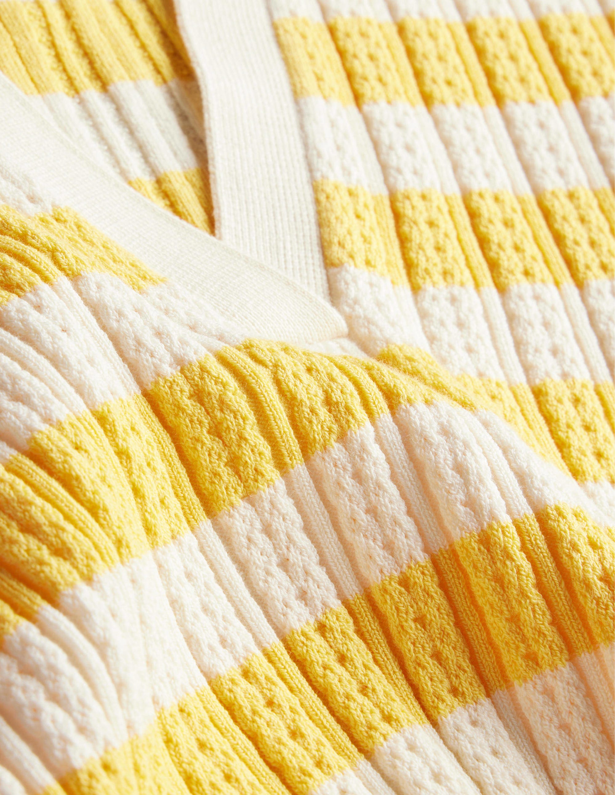 Ribbed Pointelle Collared Top-Sweet Honeycomb, Ivory Stripe - Image 6
