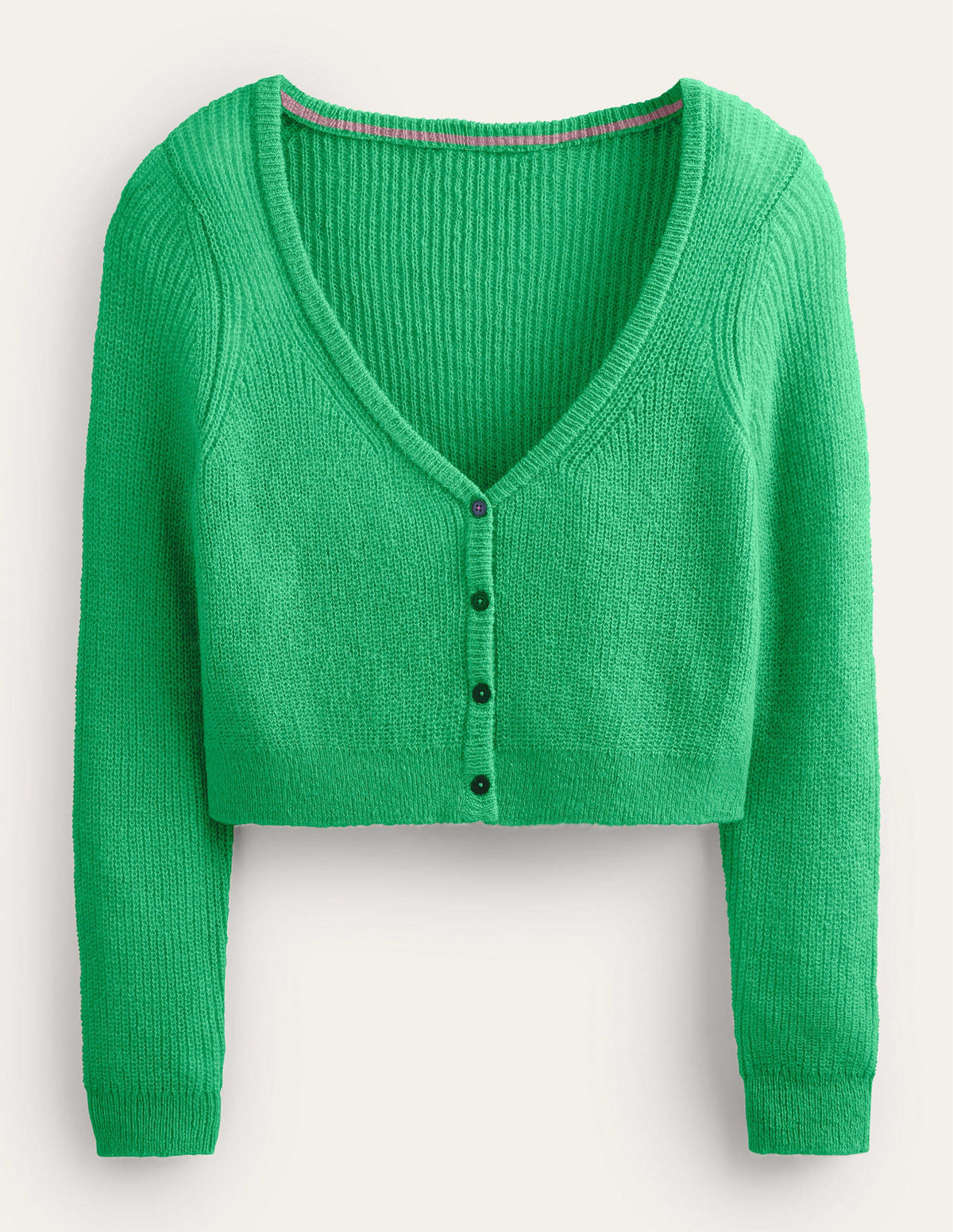 Cropped Fluffy Cardigan-Bright Green - Image 5