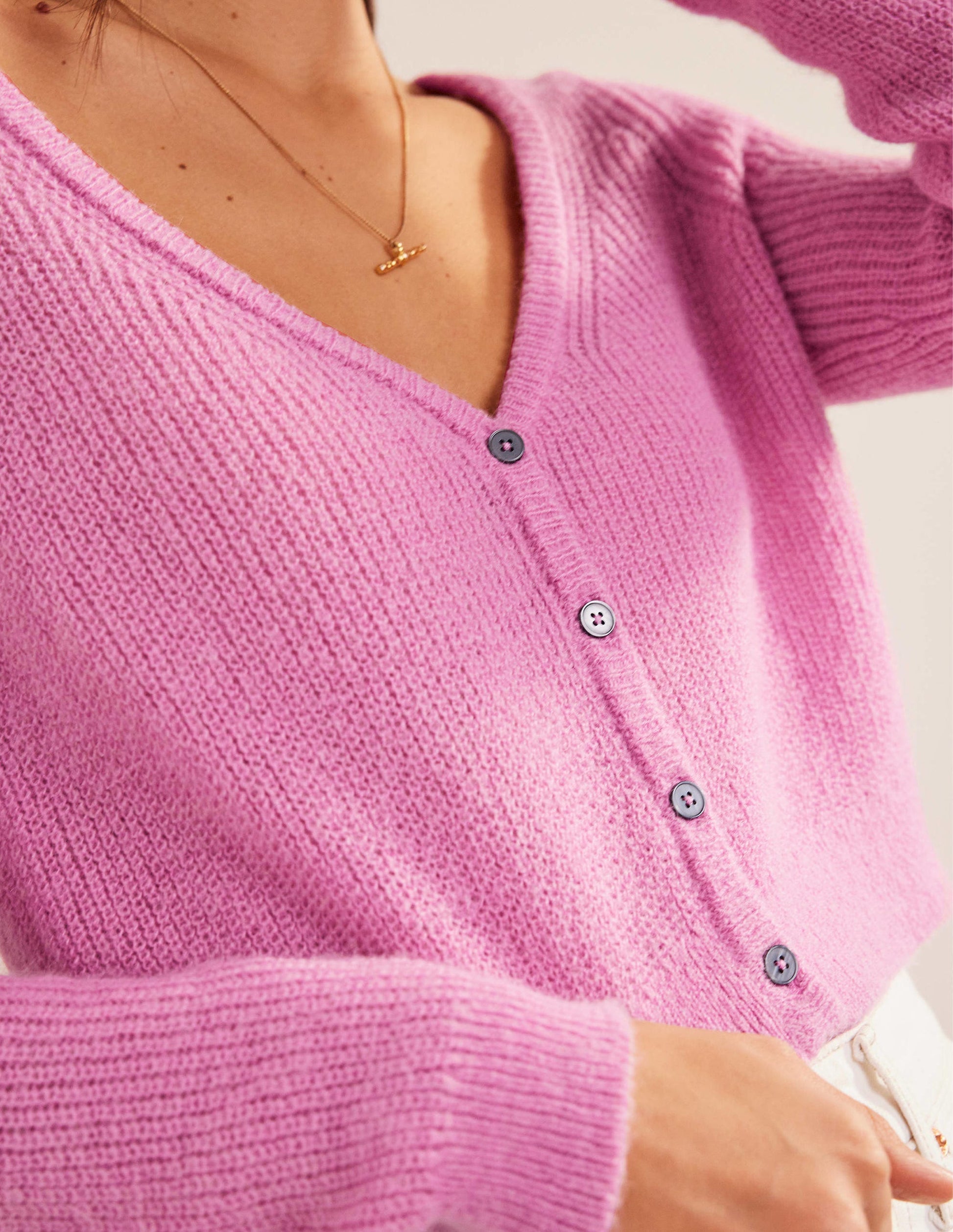Cropped Fluffy Cardigan-Lavender Rose-2