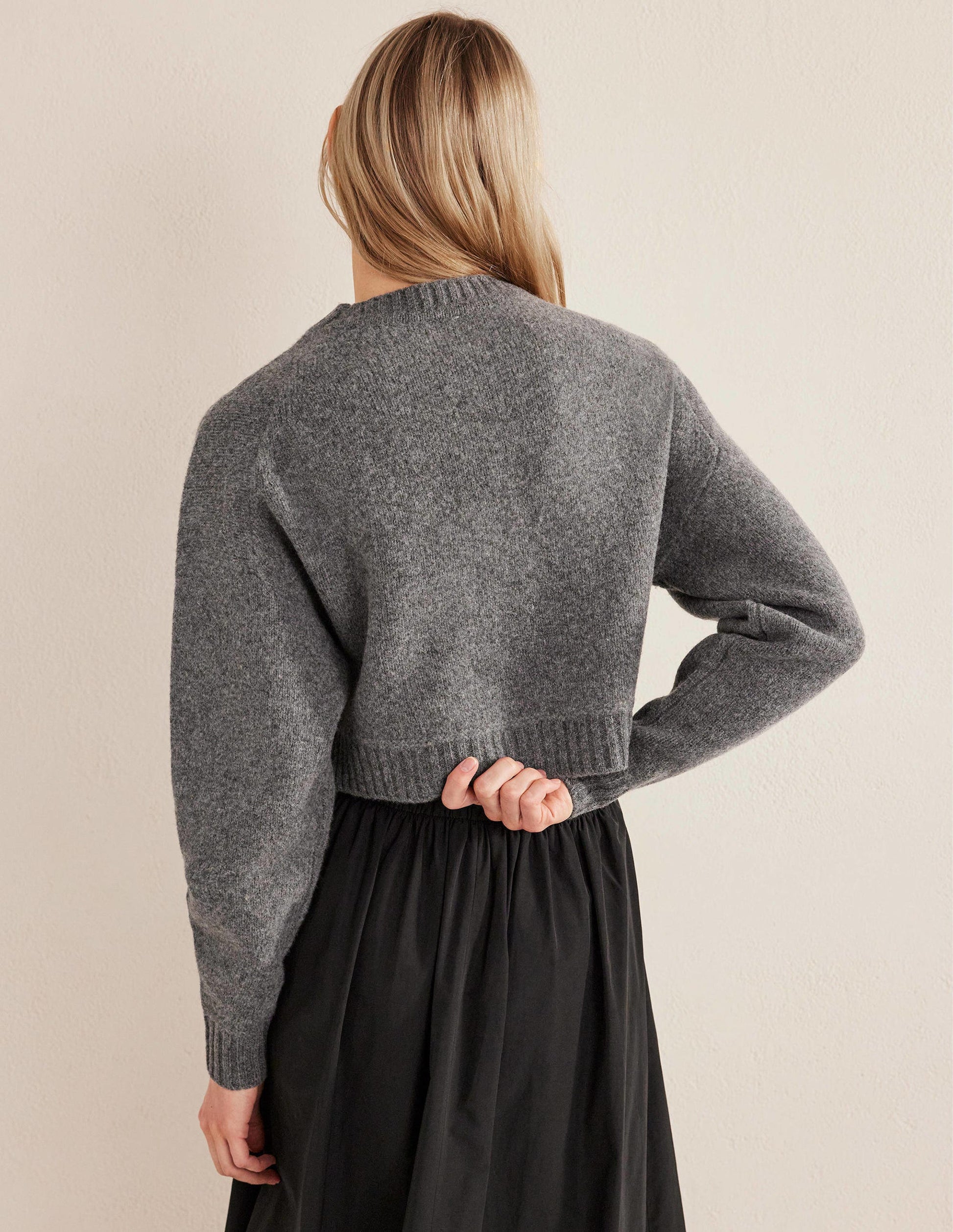 Embellished Bug Cardigan-Dark Grey Melange-3