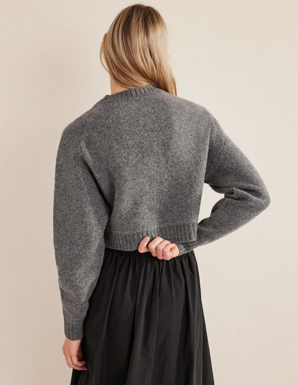 Embellished Bug Cardigan-Dark Grey Melange - Image 3