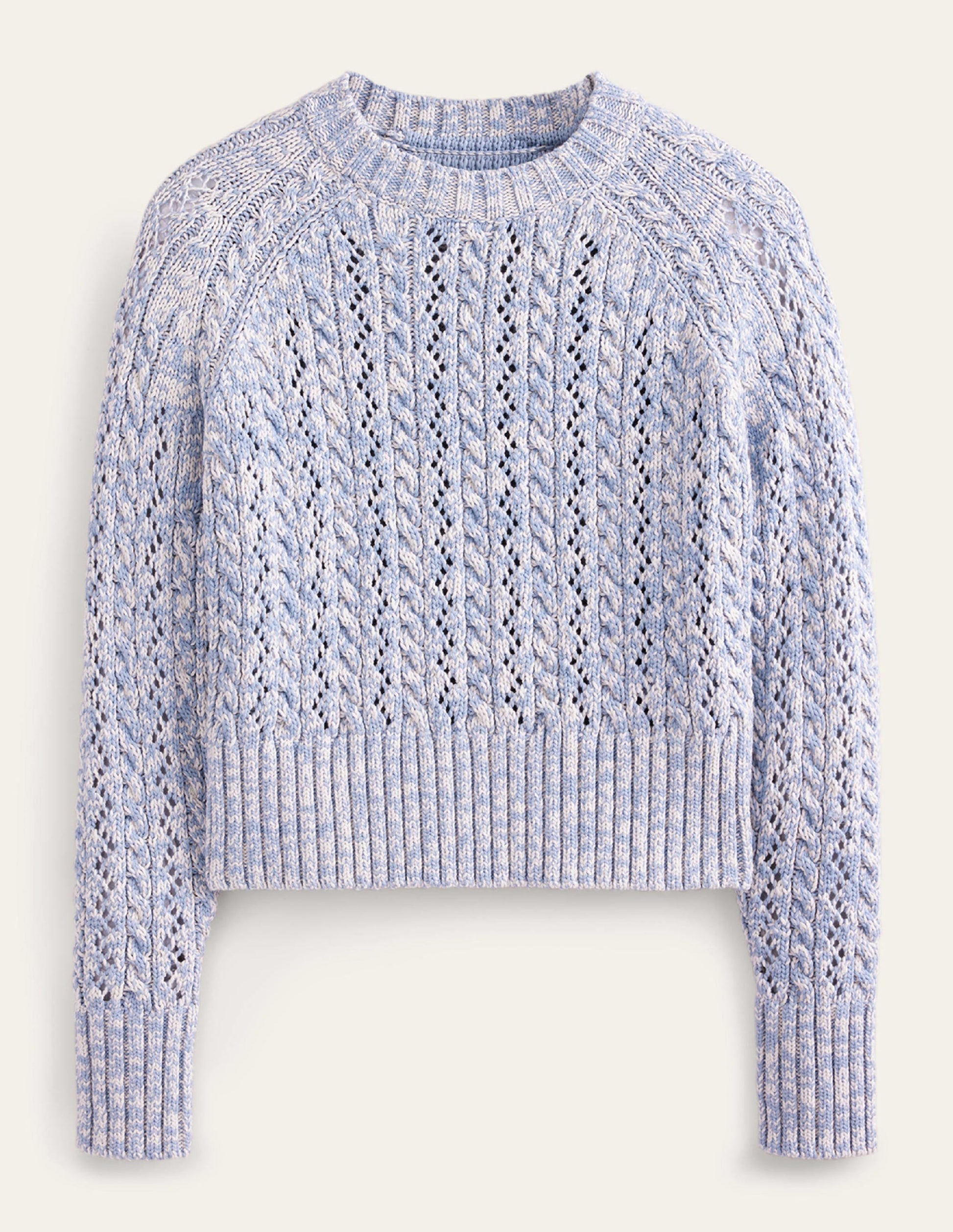 Marled Cable Sweater-Blue Blizzard, Ivory Marl-5