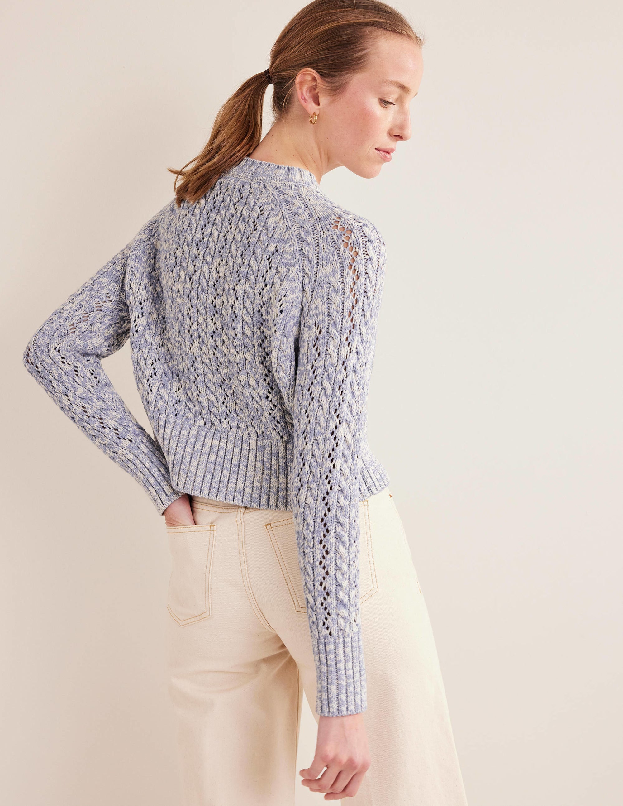 Marled Cable Sweater-Blue Blizzard, Ivory Marl - Image 3