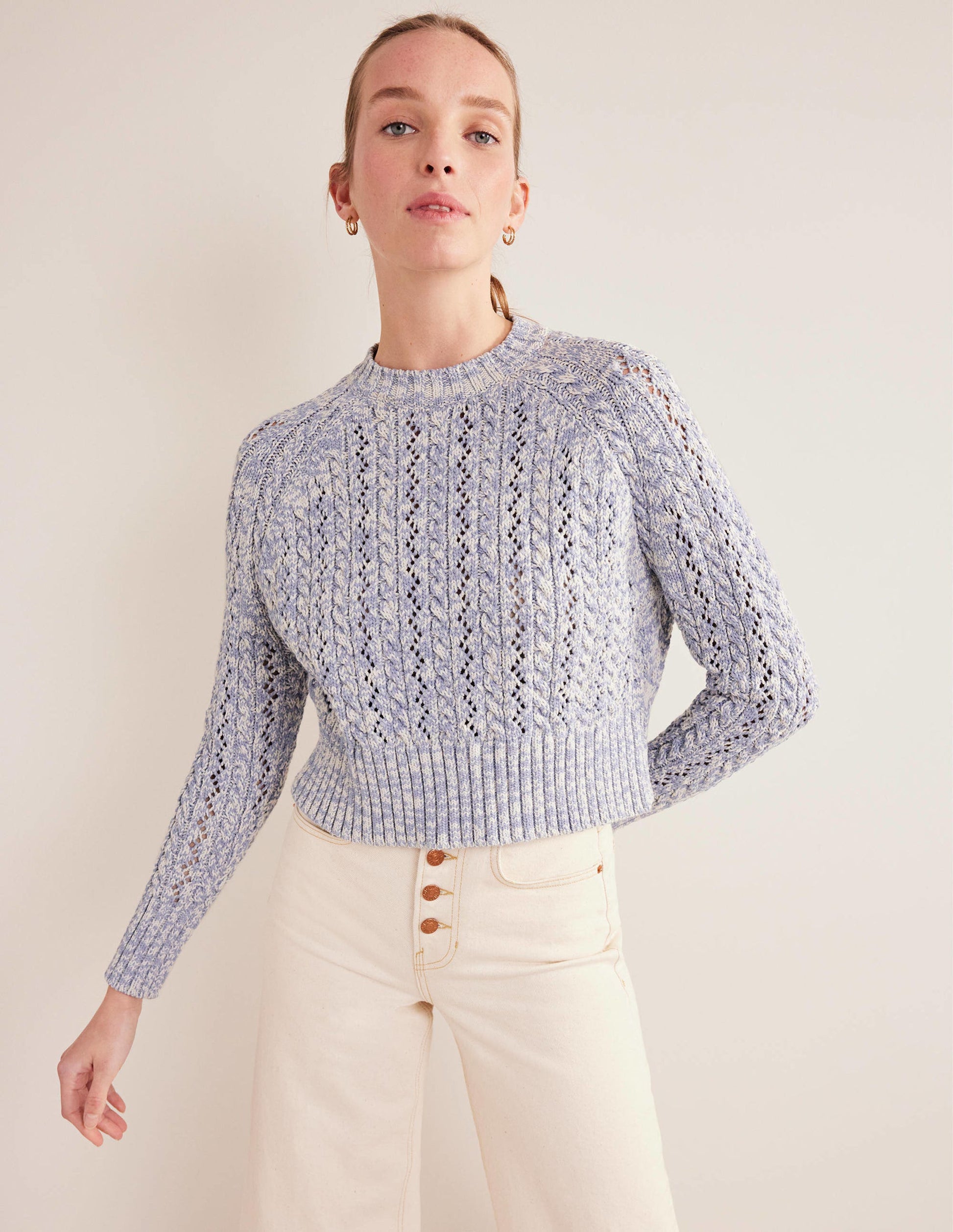 Marled Cable Sweater-Blue Blizzard, Ivory Marl-4