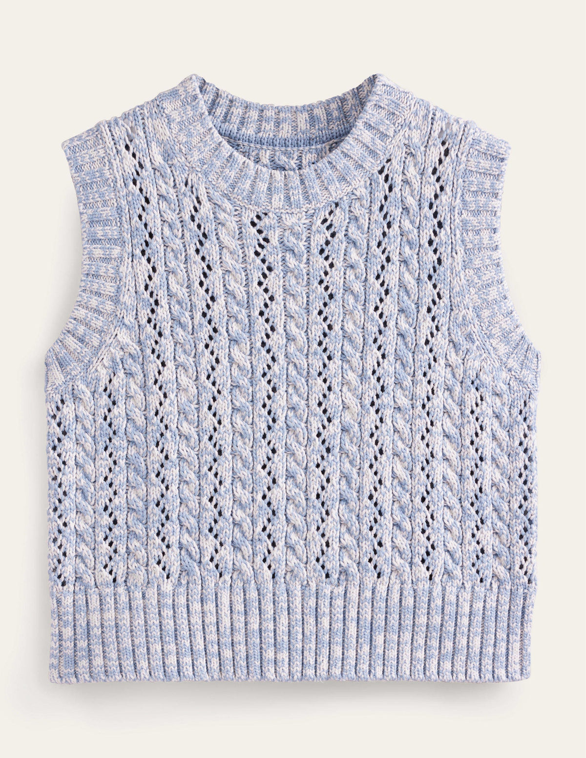 Cable Knit Tank-Blue Blizzard, Ivory Marl - Image 7