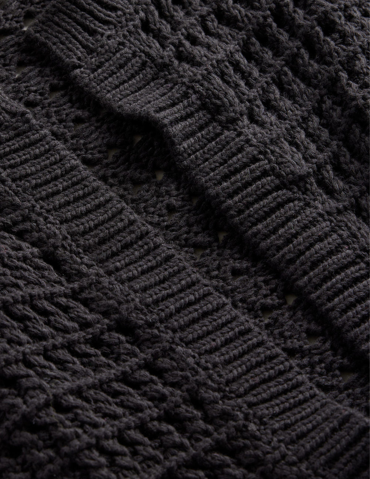 Cropped Crochet Cardigan-Black-6