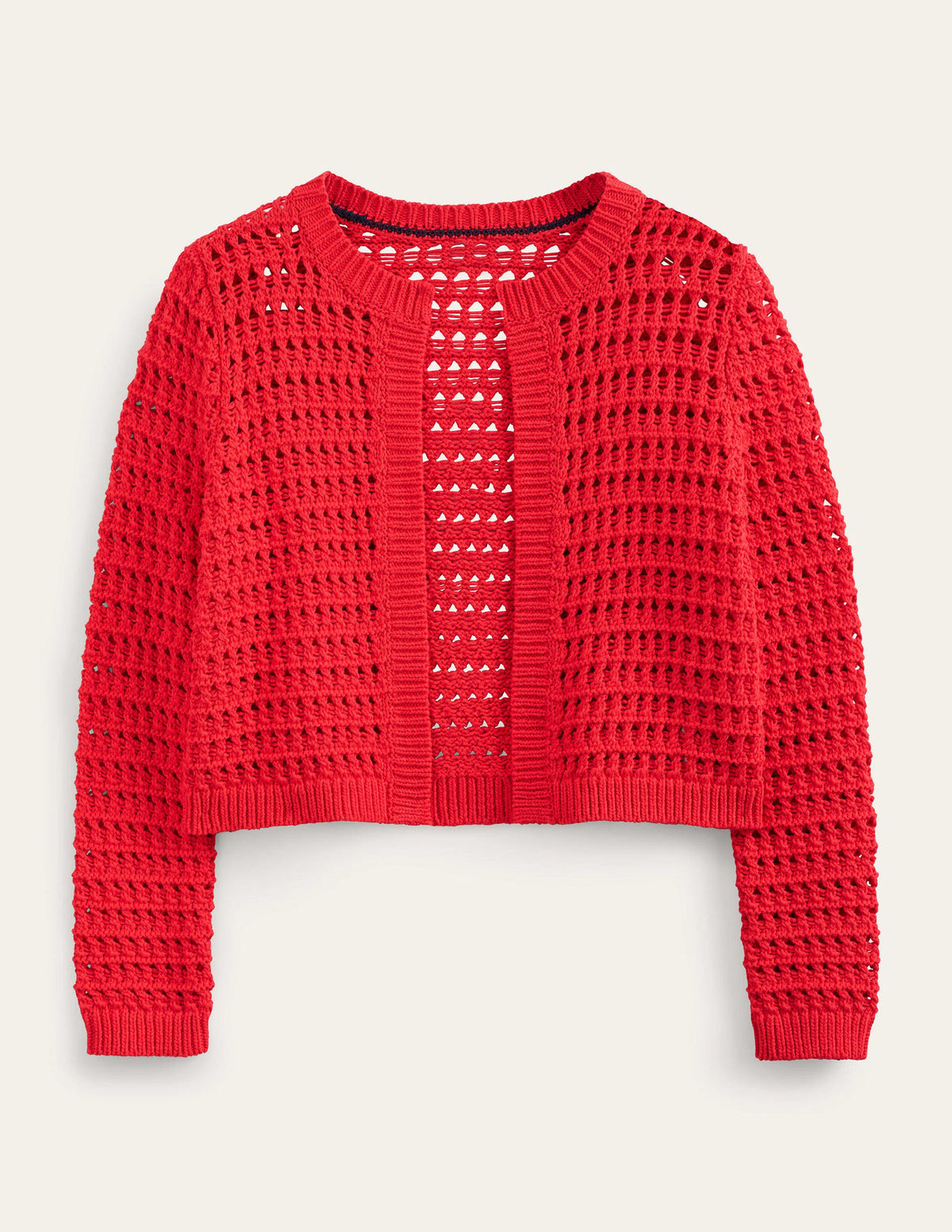 Cropped Crochet Cardigan-High Risk Red-5