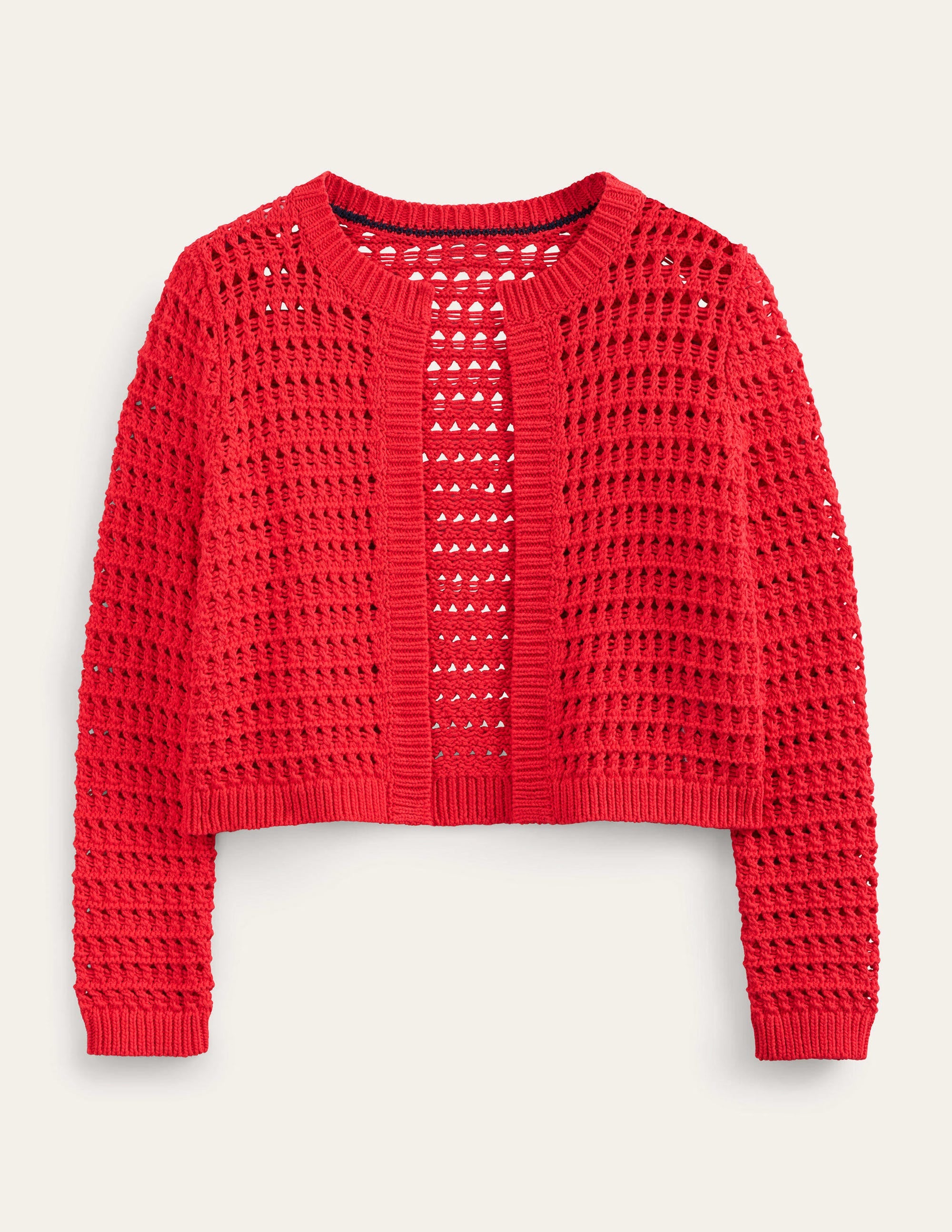 Cropped Crochet Cardigan-High Risk Red - Image 5