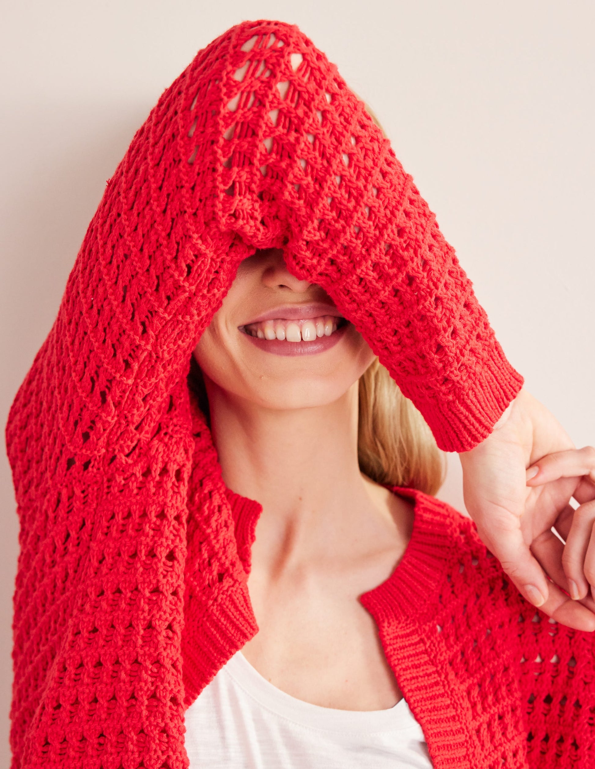 Cropped Crochet Cardigan-High Risk Red-2