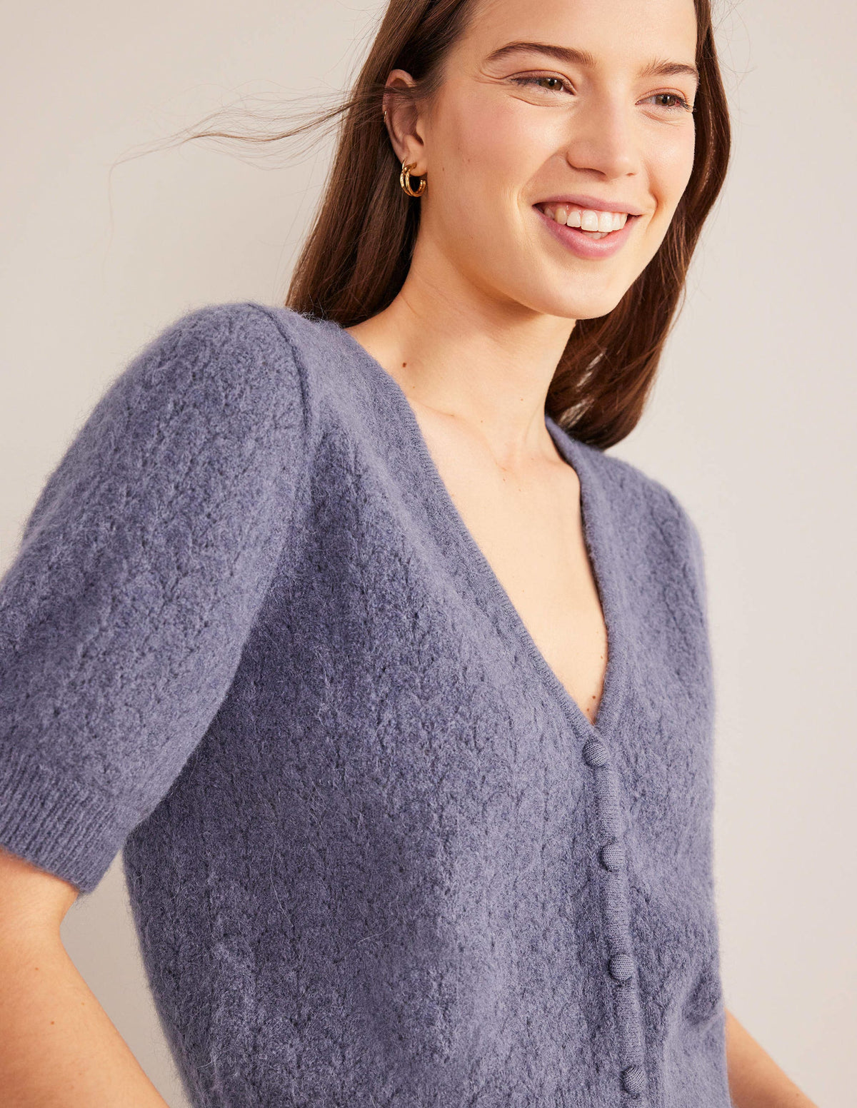 Pointelle Cardigan-Nightshadow Blue - Image 4