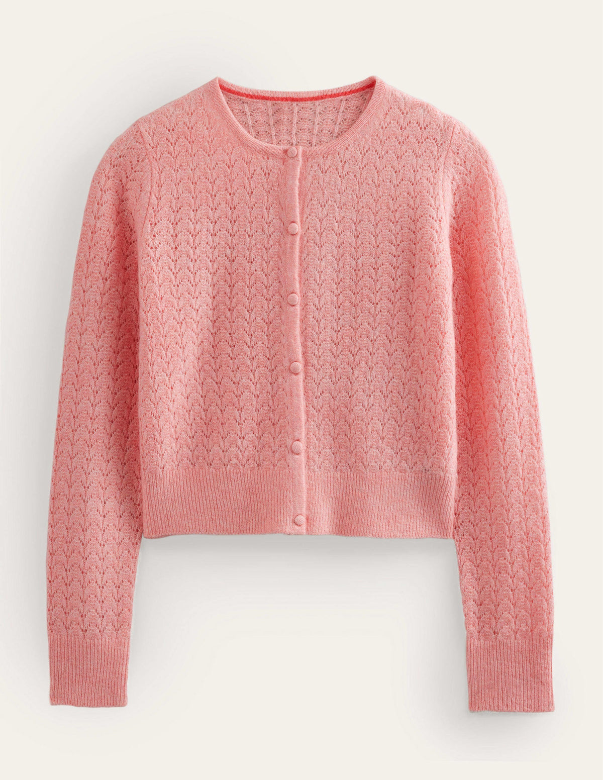 Pointelle Long-Sleeve Cardigan-Dahlia Pink-6