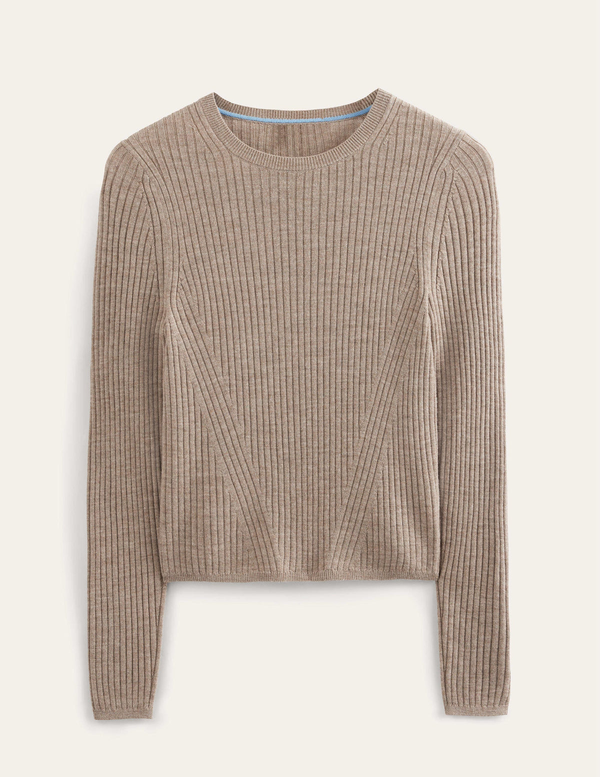 Ribbed Merino Jumper-Dark Mink Melange - Image 5