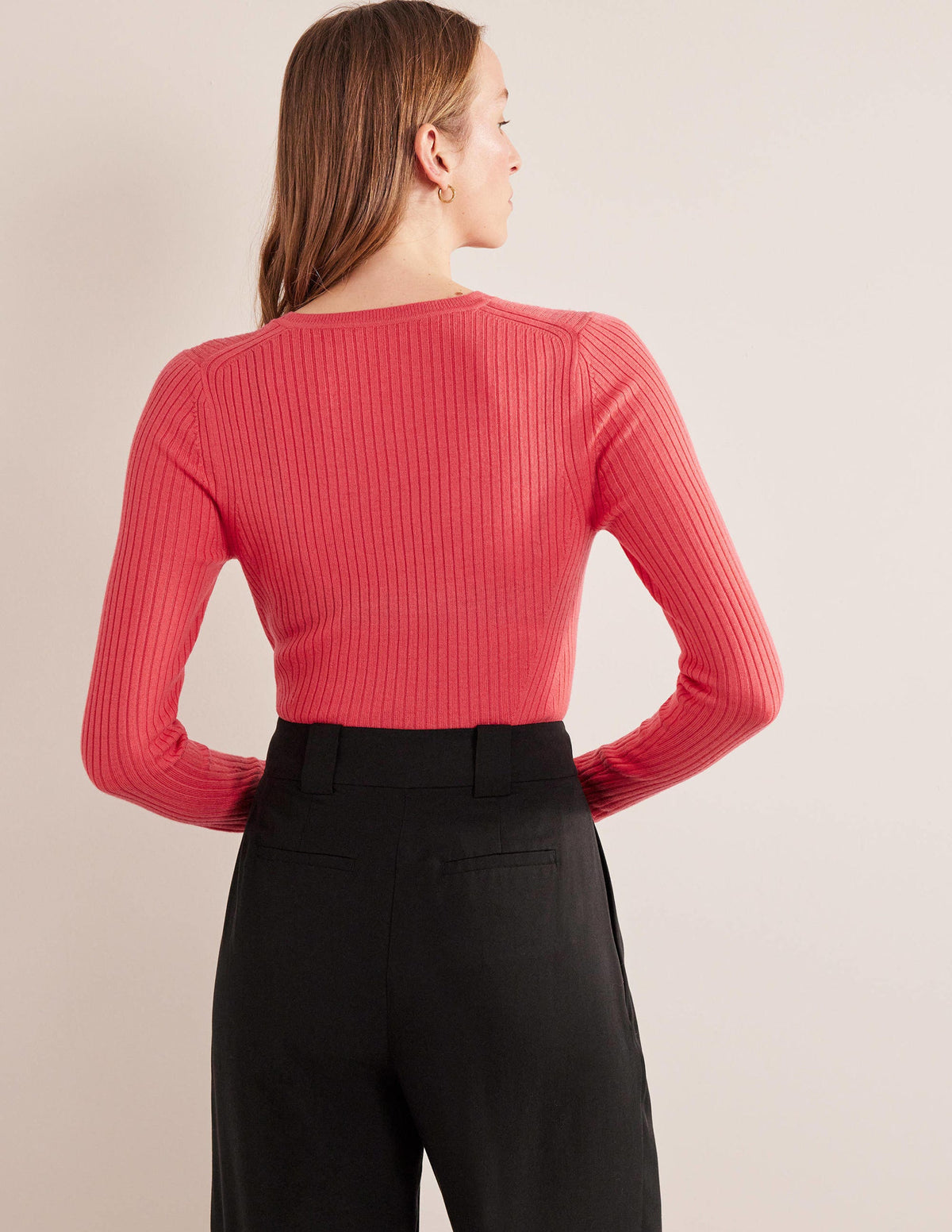 Ribbed Merino Jumper-Coral - Image 3