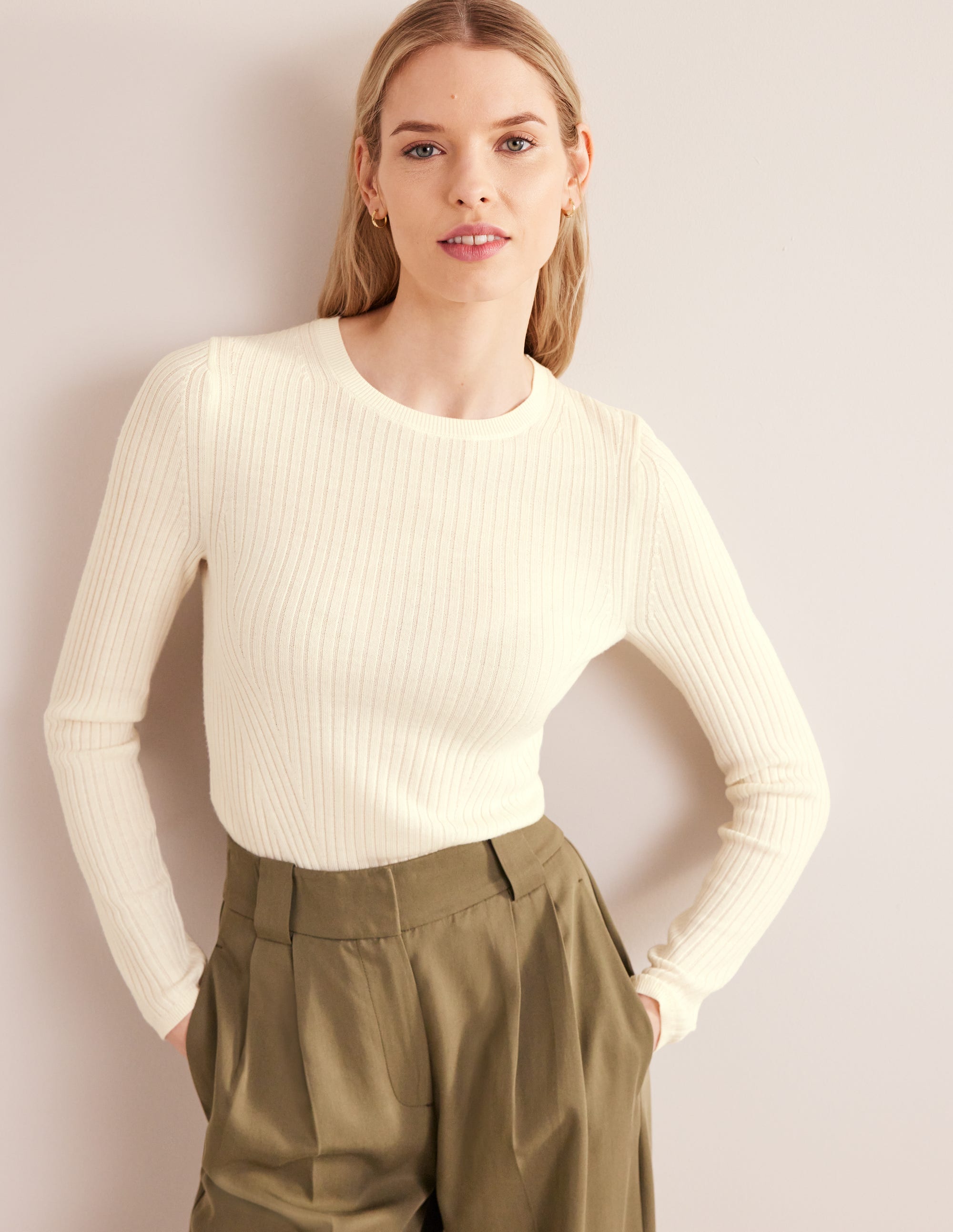 Ribbed Merino Jumper-Pisatchio Shell - Image 4
