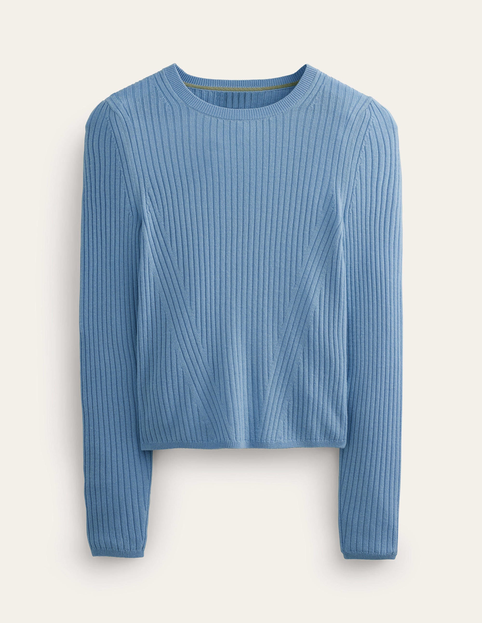 Ribbed Merino Jumper-Linseed Blue - Image 5