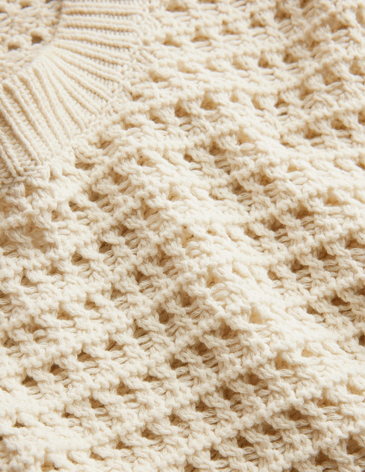 Cropped Crochet Sweater-Warm Ivory-7