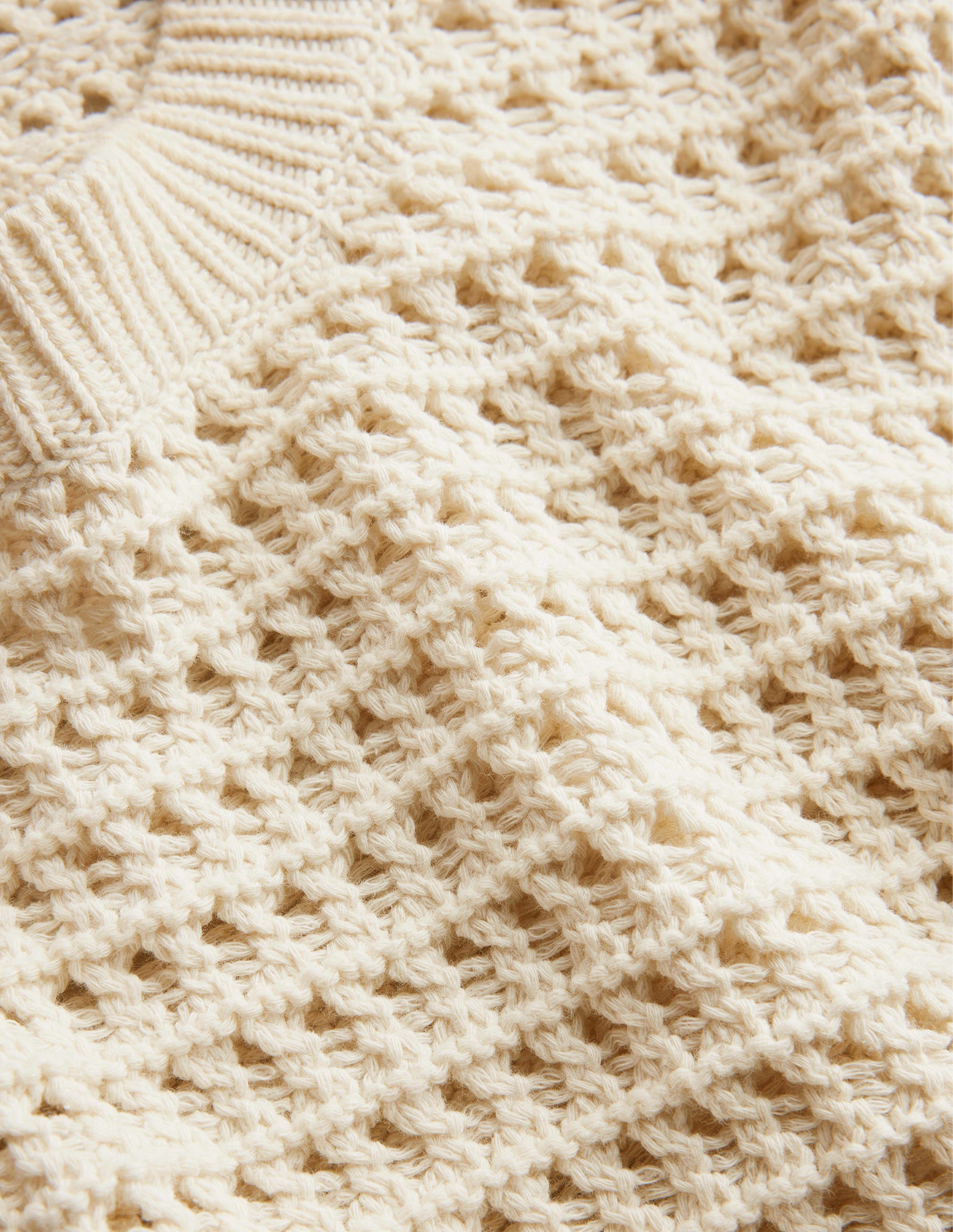 Cropped Crochet Sweater-Warm Ivory - Image 7
